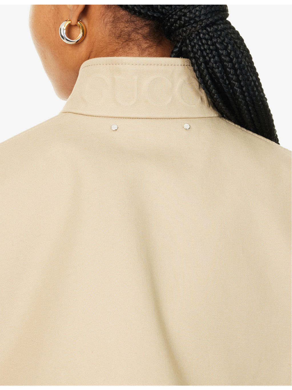 Band-Collar Two-Buttoned-Pockets Regular-Fit Cotton Jacket - 6