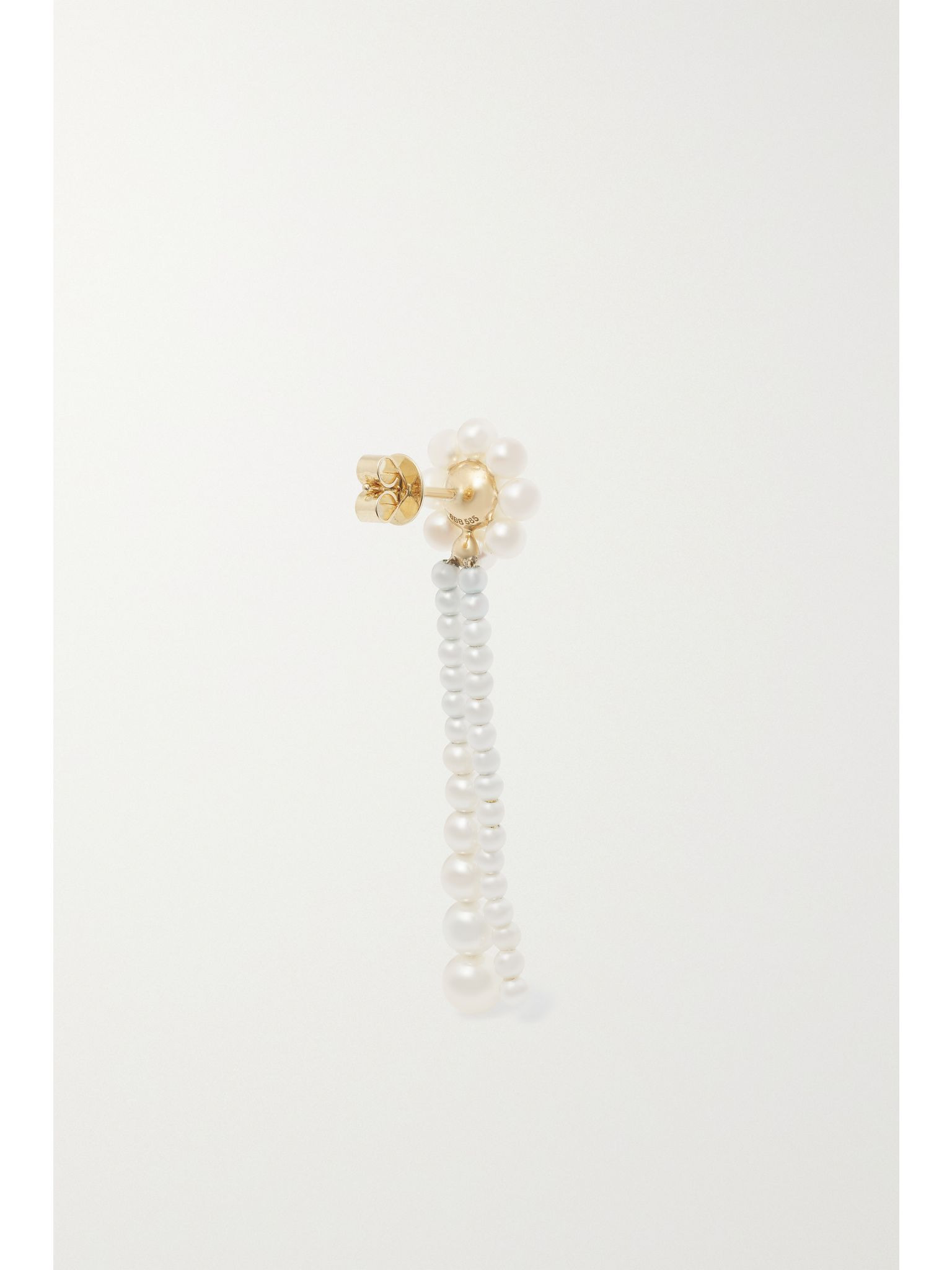 Grande Promenade de Fleur 14-karat gold pearl earrings White - 3