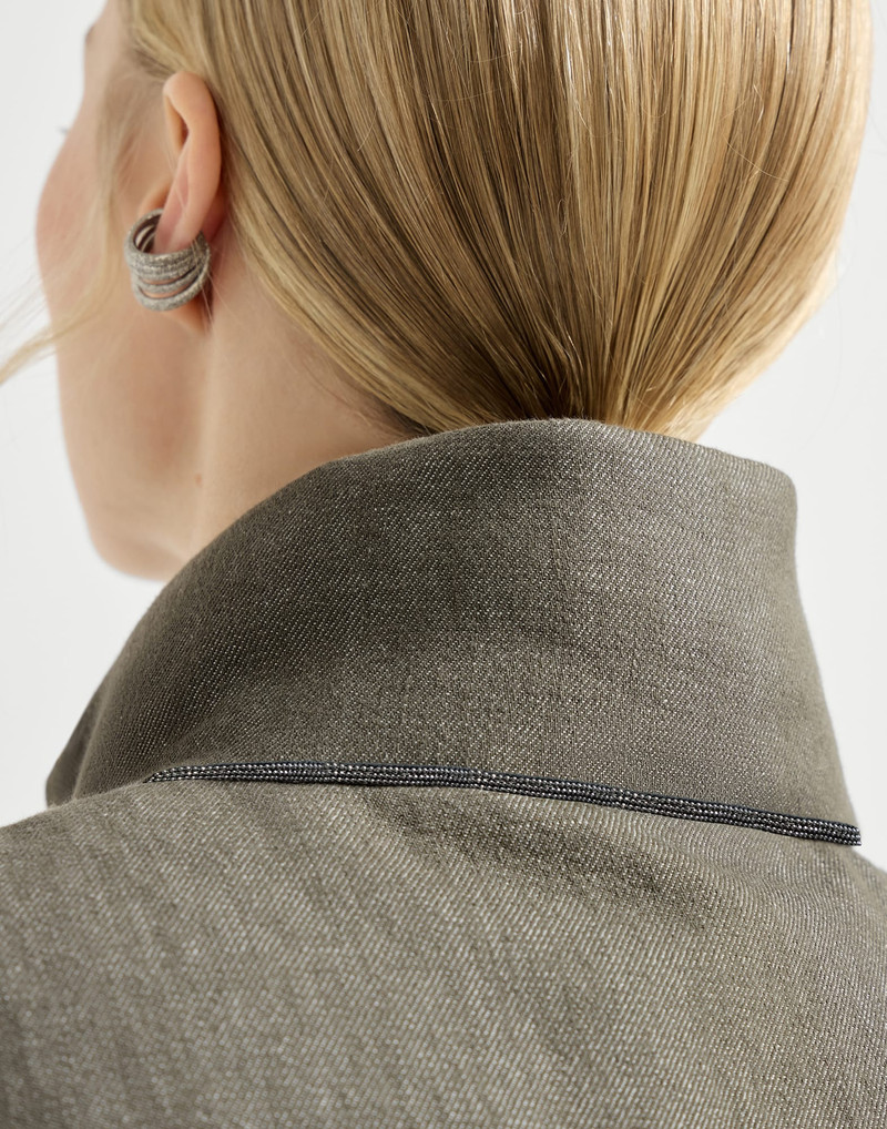 Cotton denim-effect twill down vest with monili 4