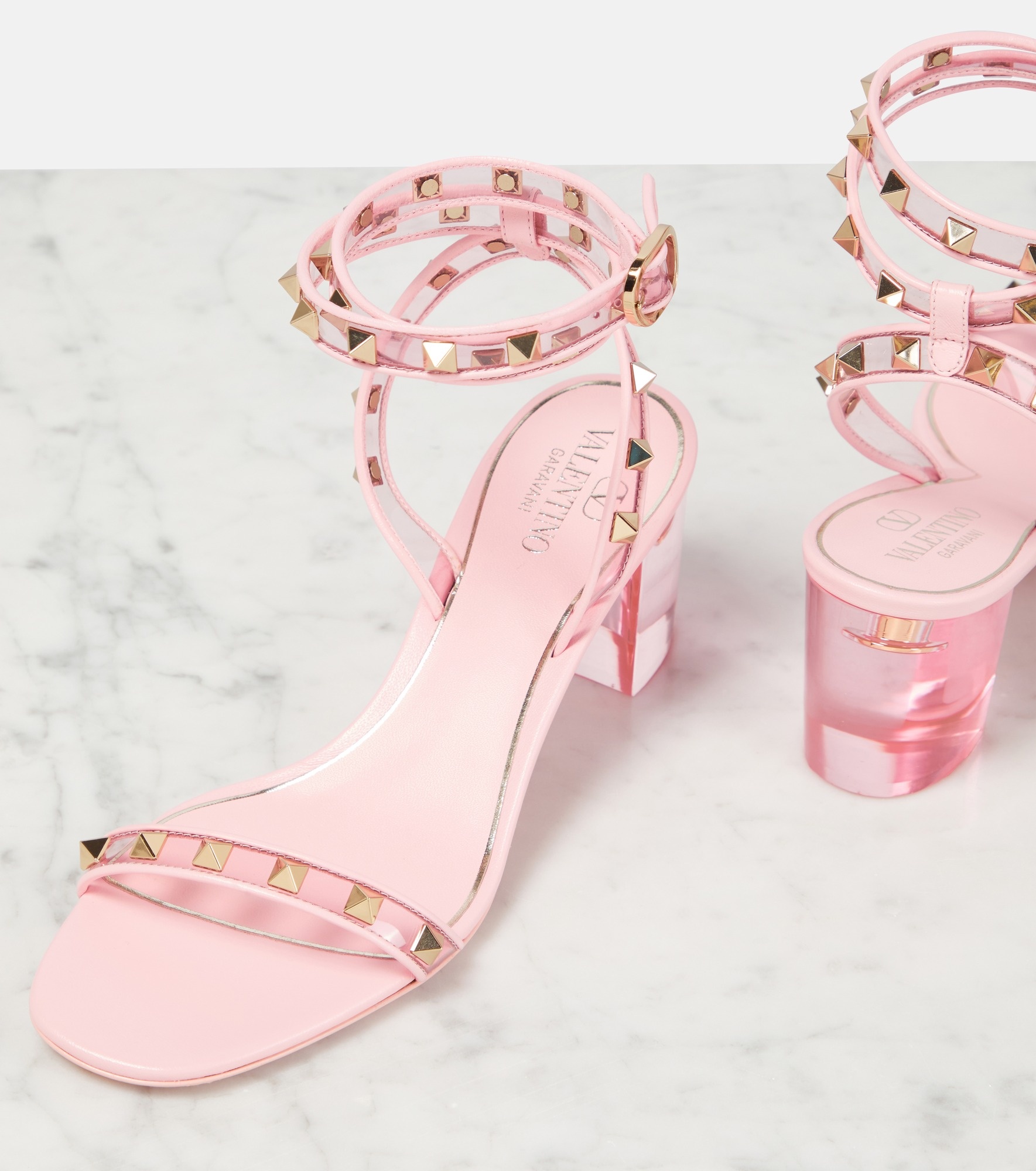 Rockstud leather and PVC sandals - 6