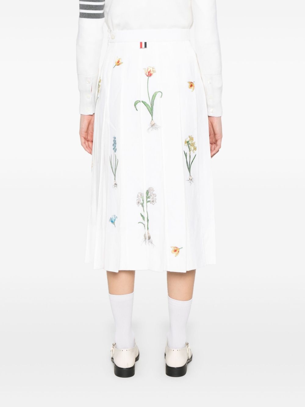 floral-embroidery midi skirt - 4