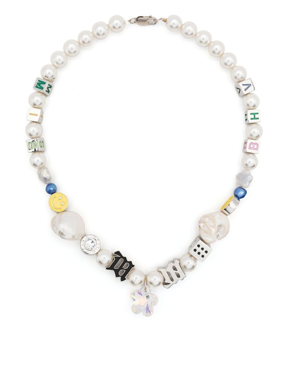 pearl logo-charm detail necklace - 1