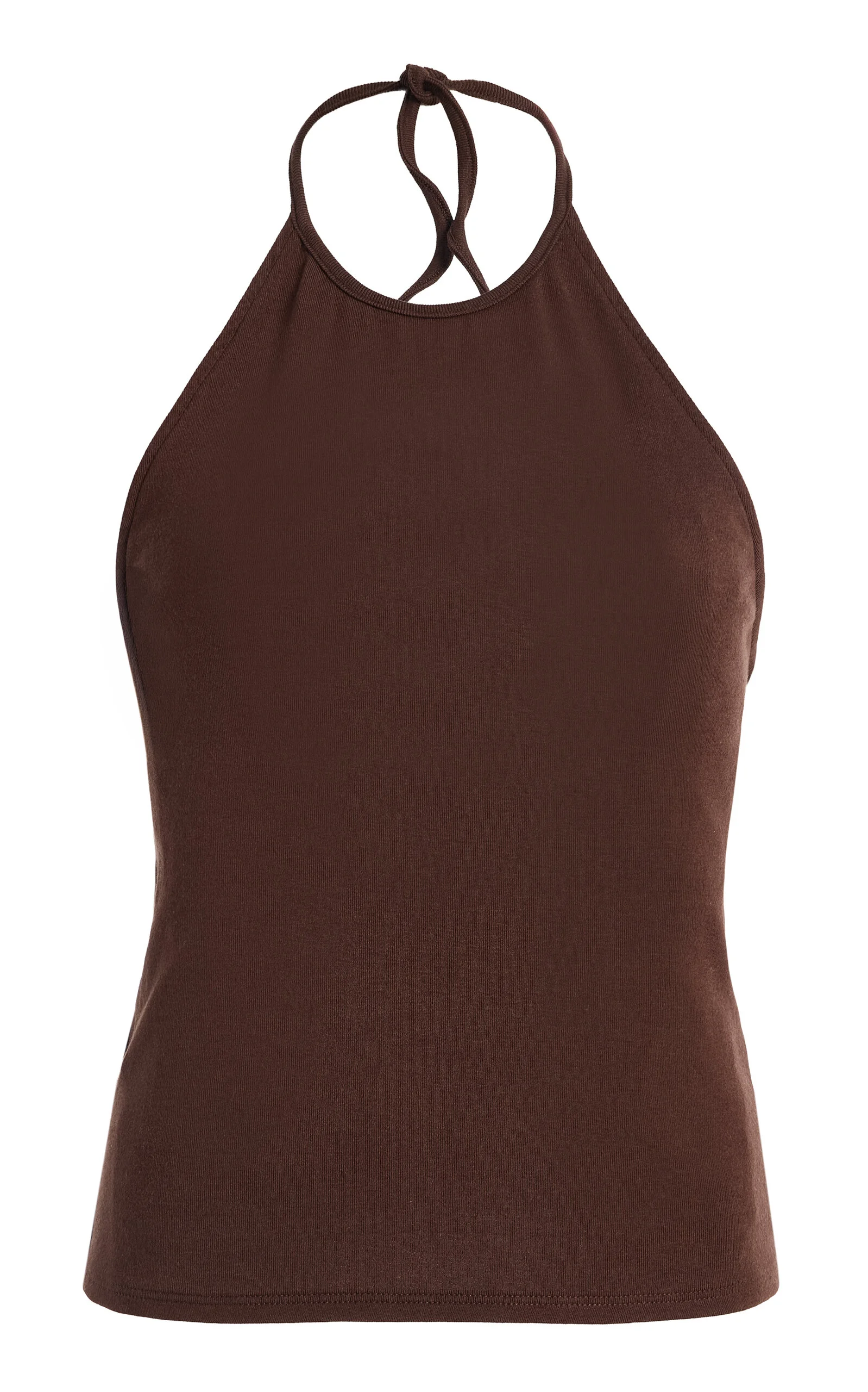 The Baby Ribbed Cotton Halter Top brown - 1