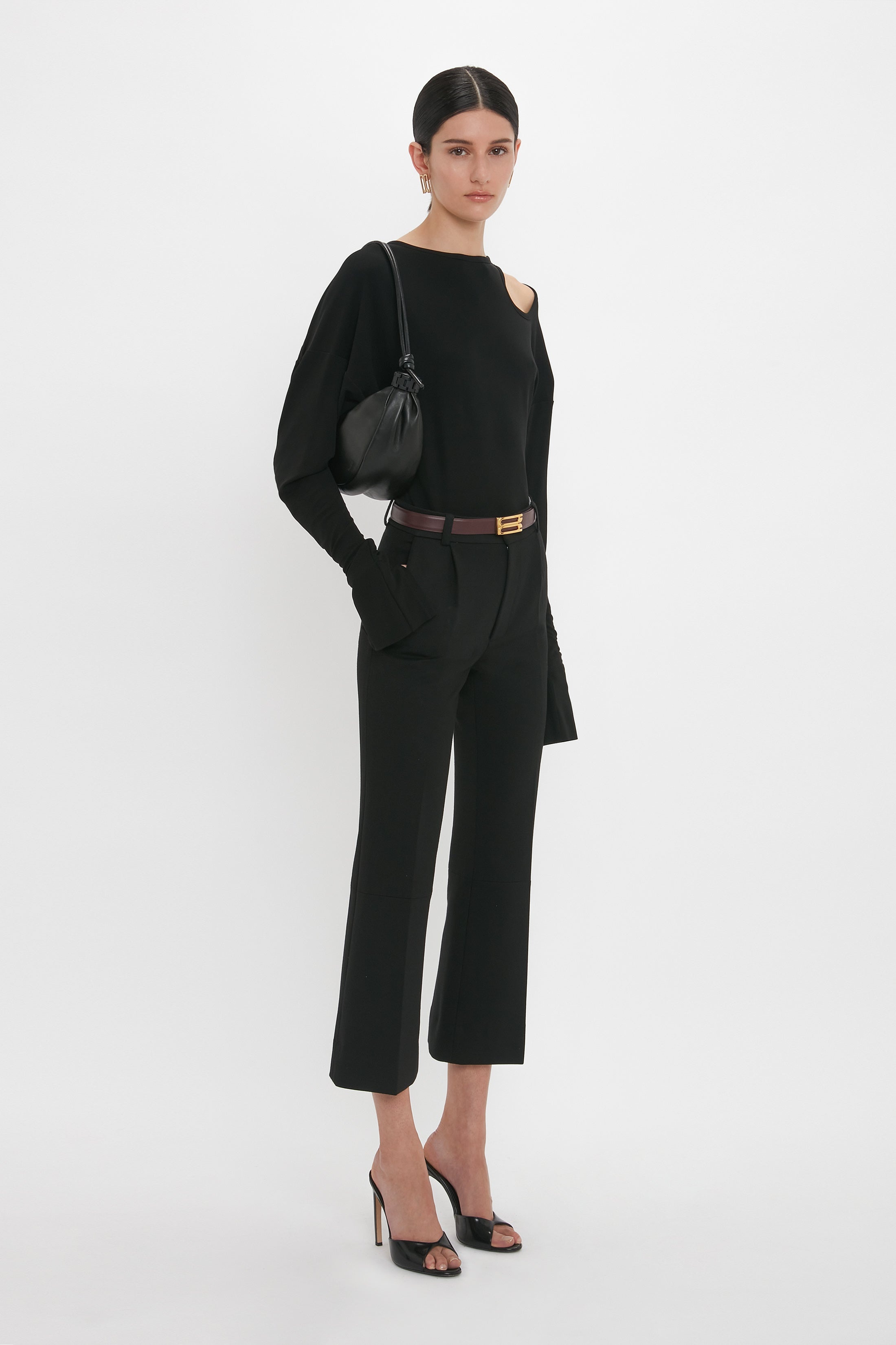 Puffy Half Moon Shoulder Bag In Black Leather - 6