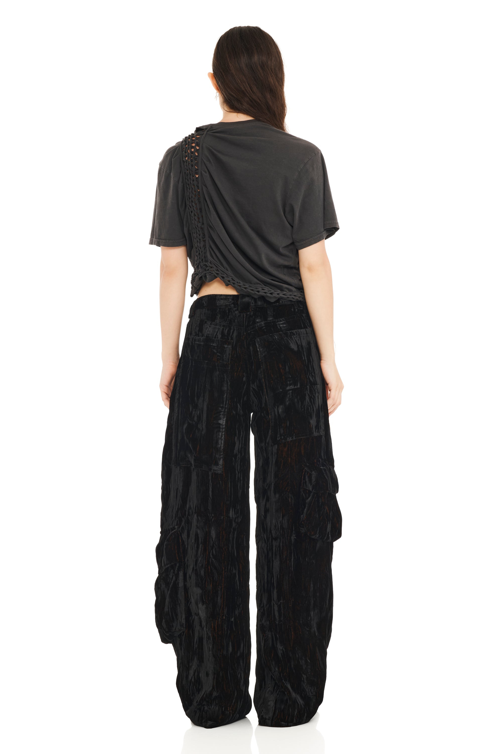 BLACK VELVET LAWN CARGO PANT - 5