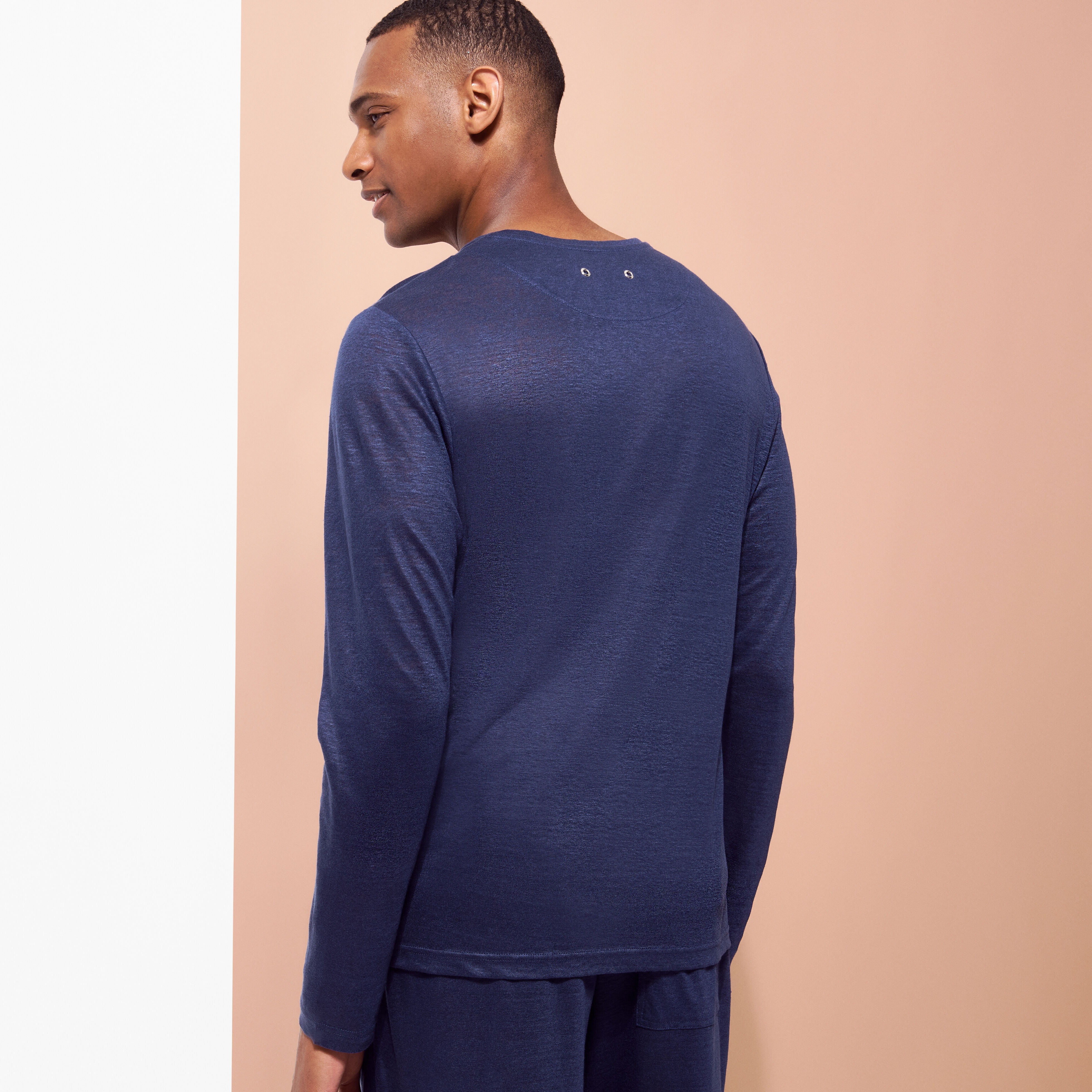 Unisex Linen Long Sleeves T-shirt Solid - 4