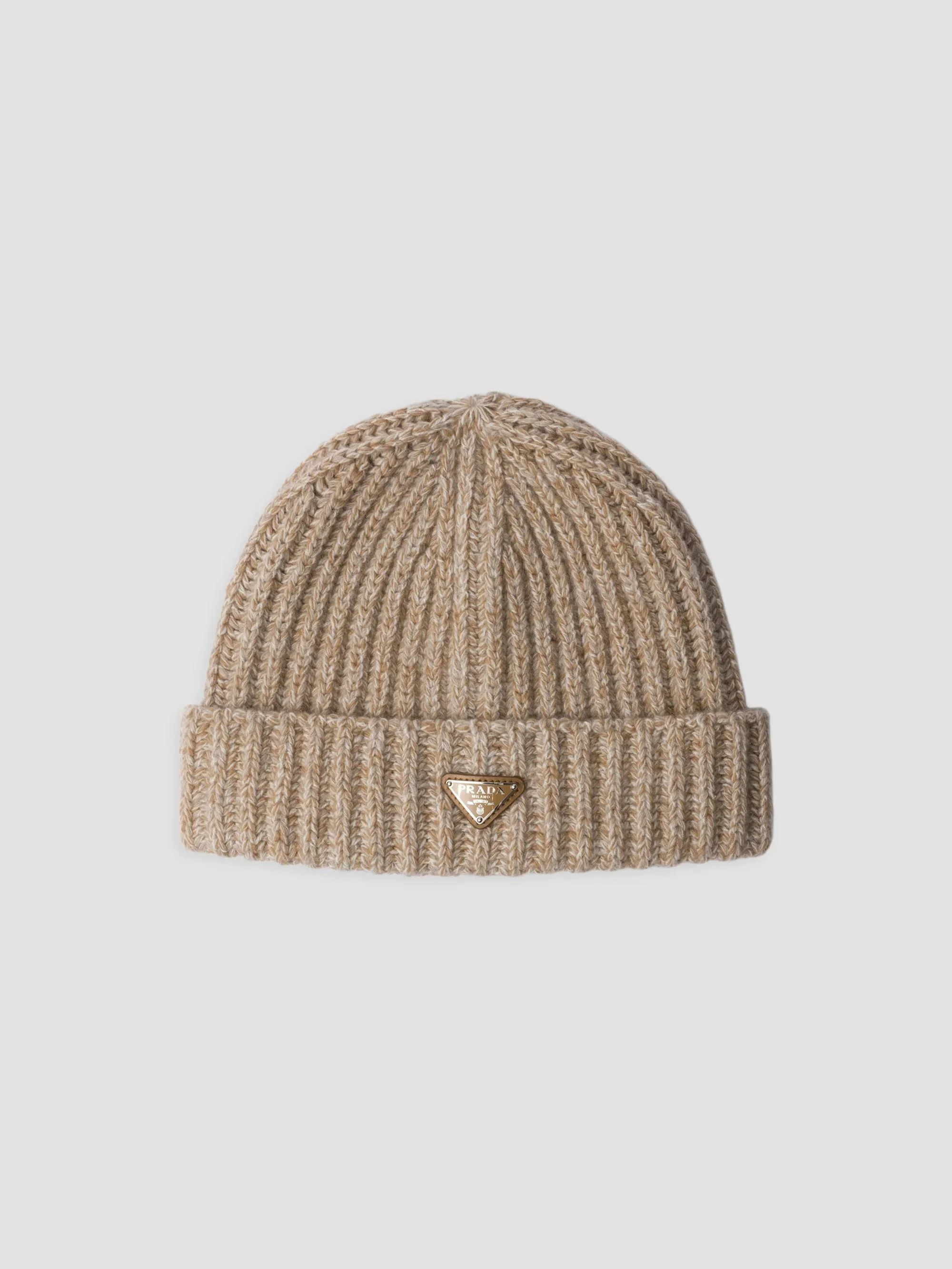 Men's Mouliné Cashmere and Wool Beanie - Beige - 1