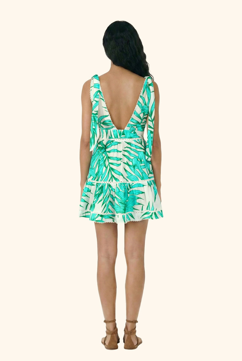 Mini Dress Cara - Green Palm Leaf 5