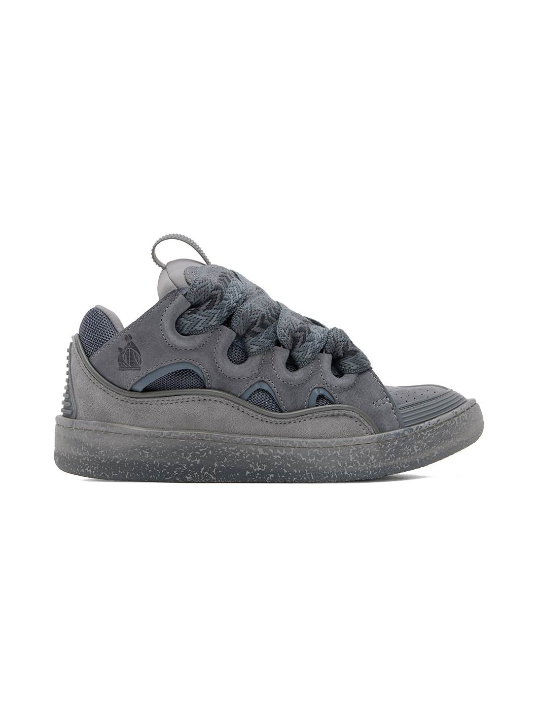 Gray Leather Curb Sneakers - 1