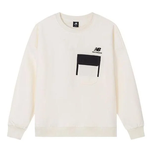 New Balance Logo Pocket Sweatshirt 'White Black' AMT24371-CIC - 1