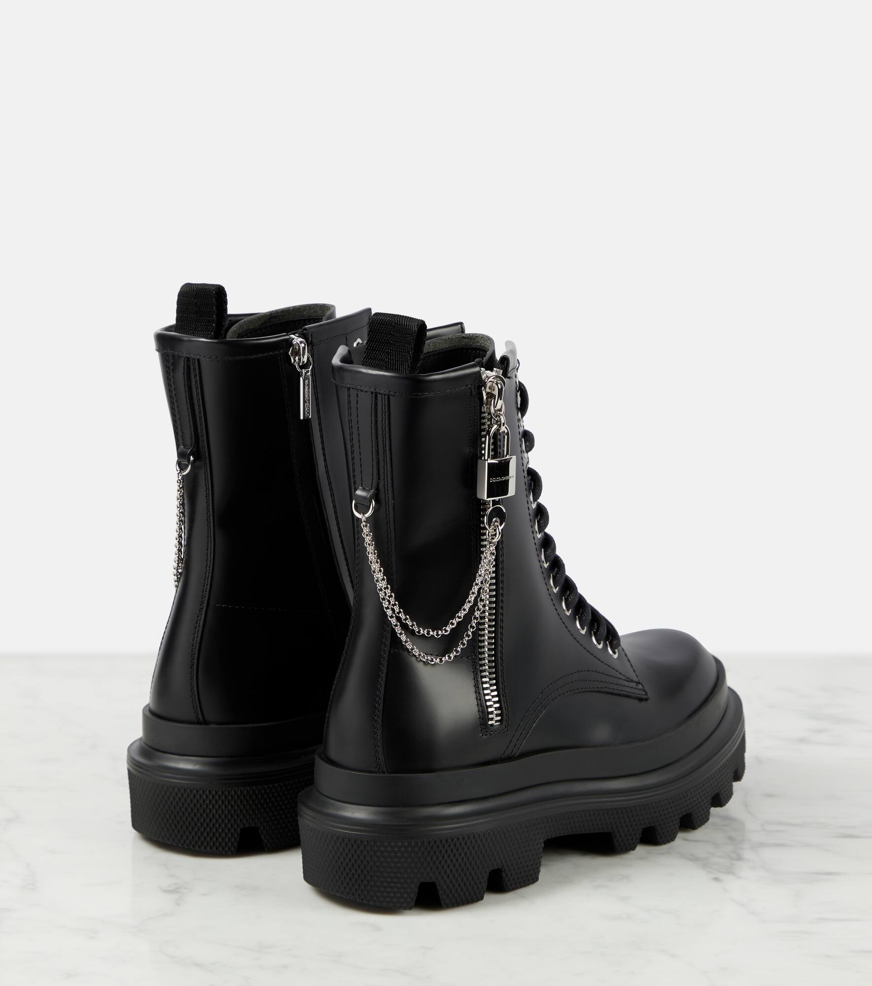 Leather combat boots - 3