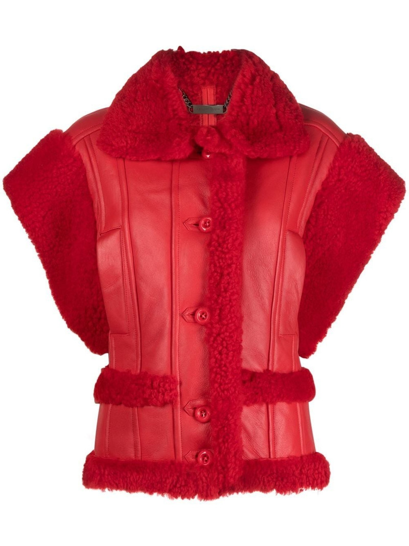 Gothic Plein buttoned shearling vest 1