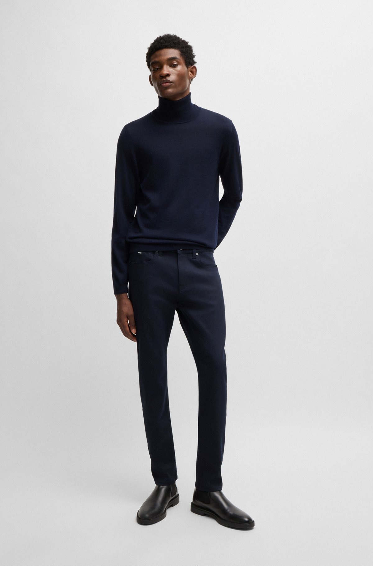 SLIM-FIT JEANS IN DARK-BLUE PERFORMANCE-STRETCH DENIM - 3