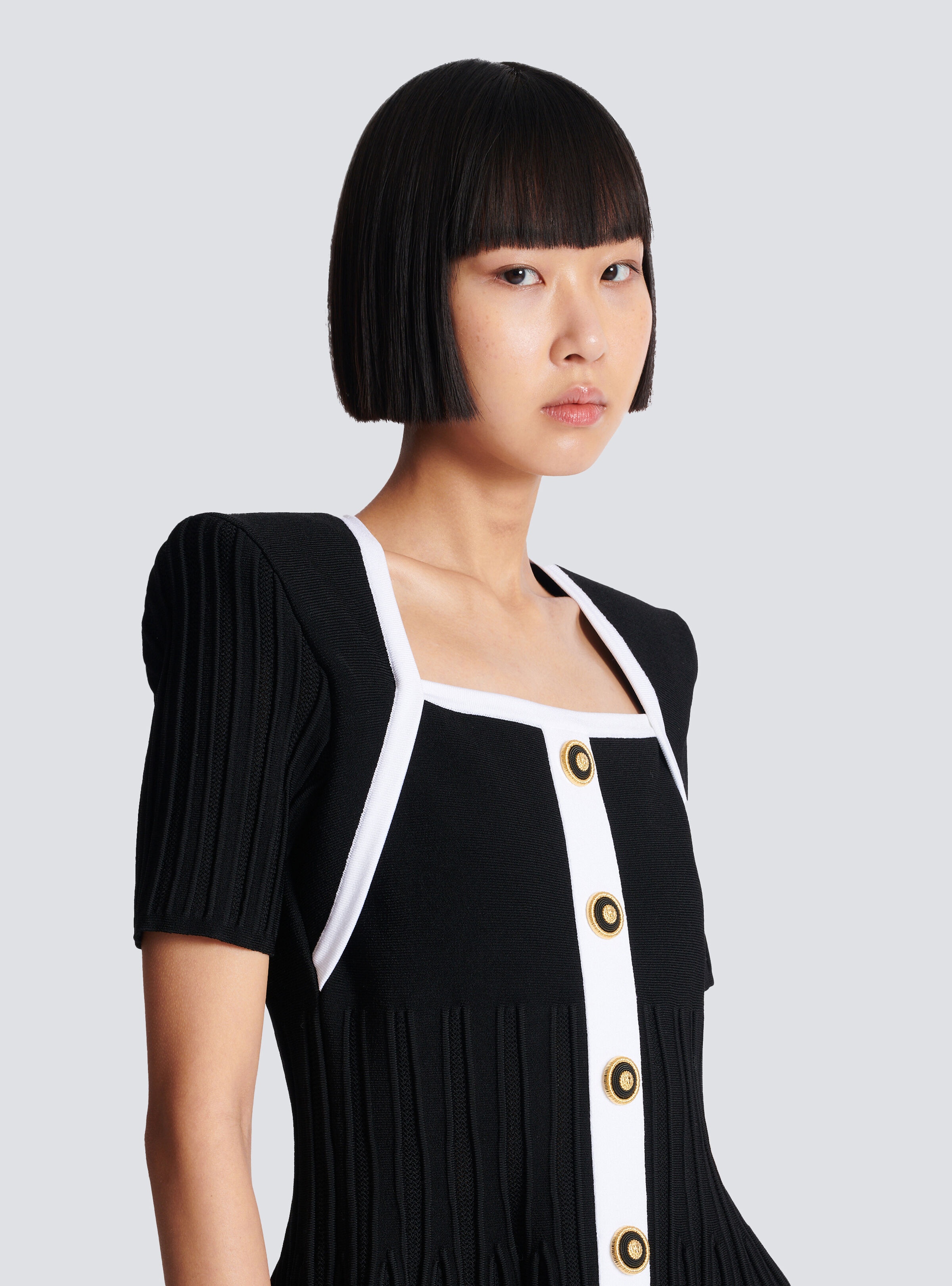 Two-tone A-line knit dress - 7