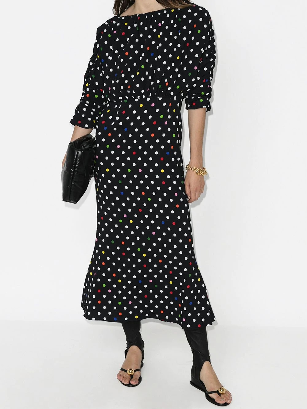 spot-pattern midi dress - 2