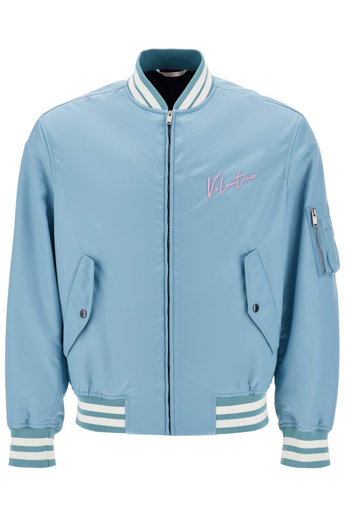 VIP【送料関税込】VALENTINO CHEZ VALENTINO NYLON BOMBERJACKET Valentino NYLON BOMBER JACKET WITH EMBROIDERY AND PRINT