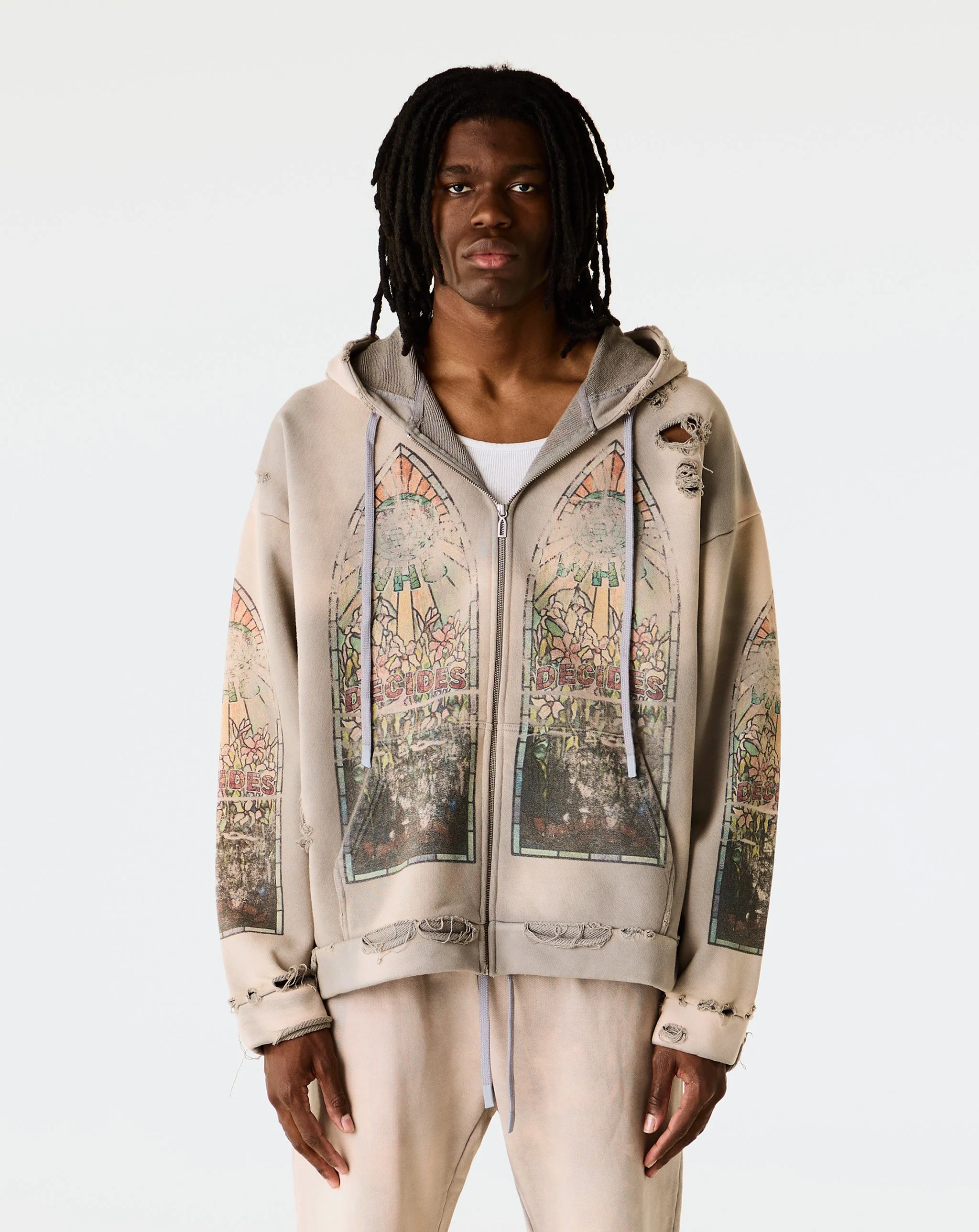 Faded Zip Up Hoodie - 1