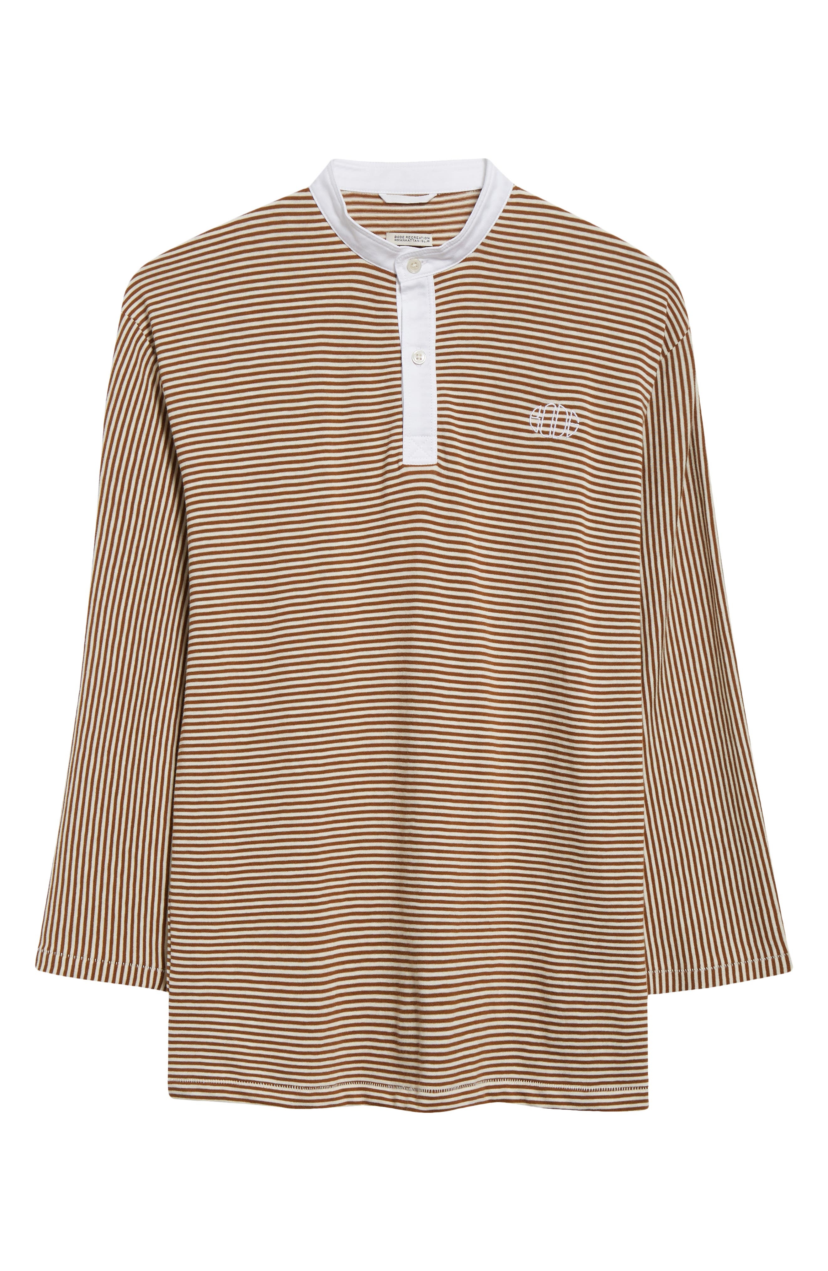 Bode Newton Stripe Top in Brown Cream at Nordstrom - 5