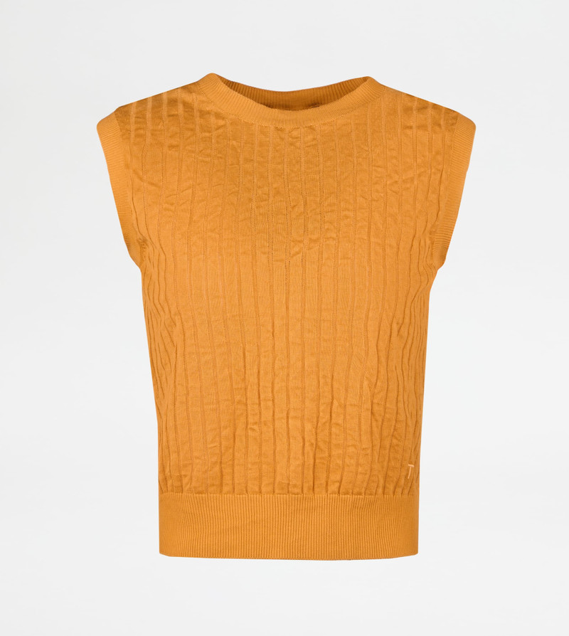 VEST IN COTTON BLEND - ORANGE 1