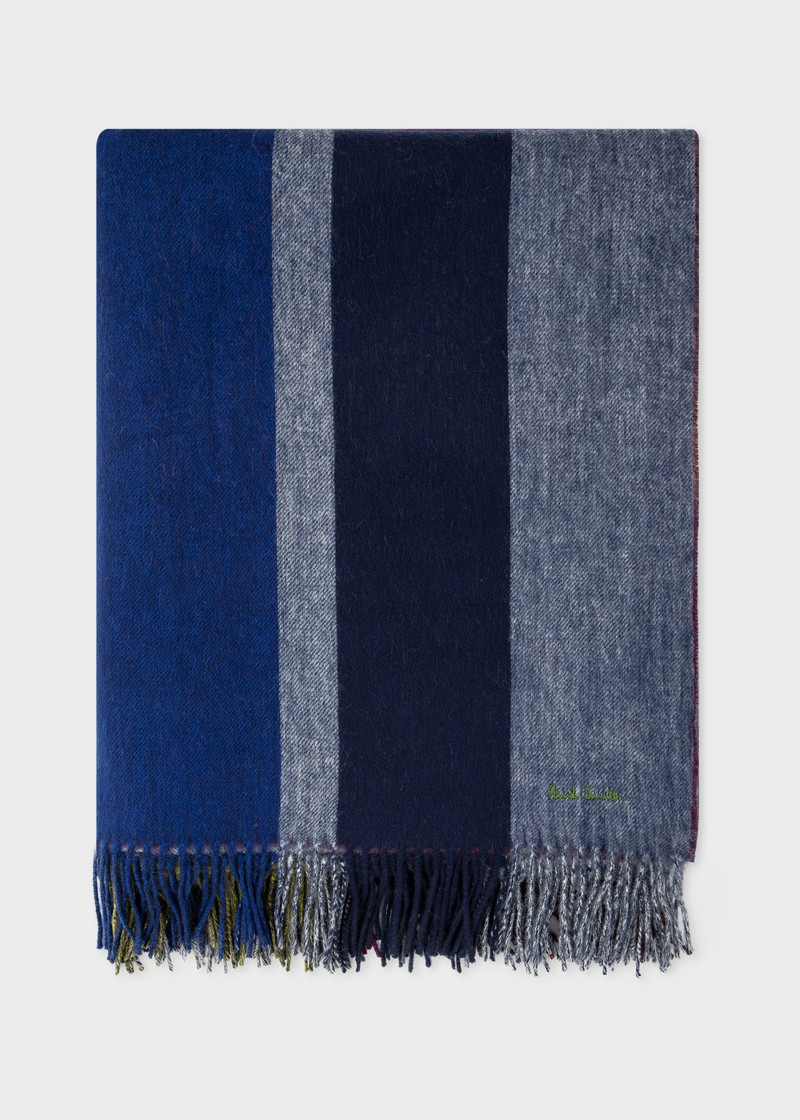 Graphic Stripe Reversible Cashmere-Blend Blanket 1