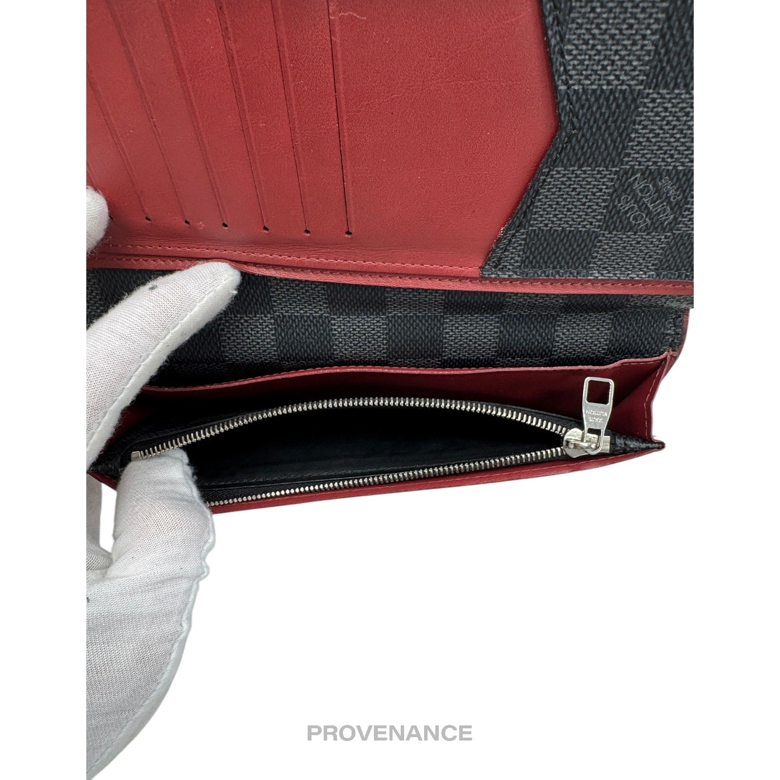 Louis Vuitton Brazza Long Wallet - Damier Graphite Red - 7