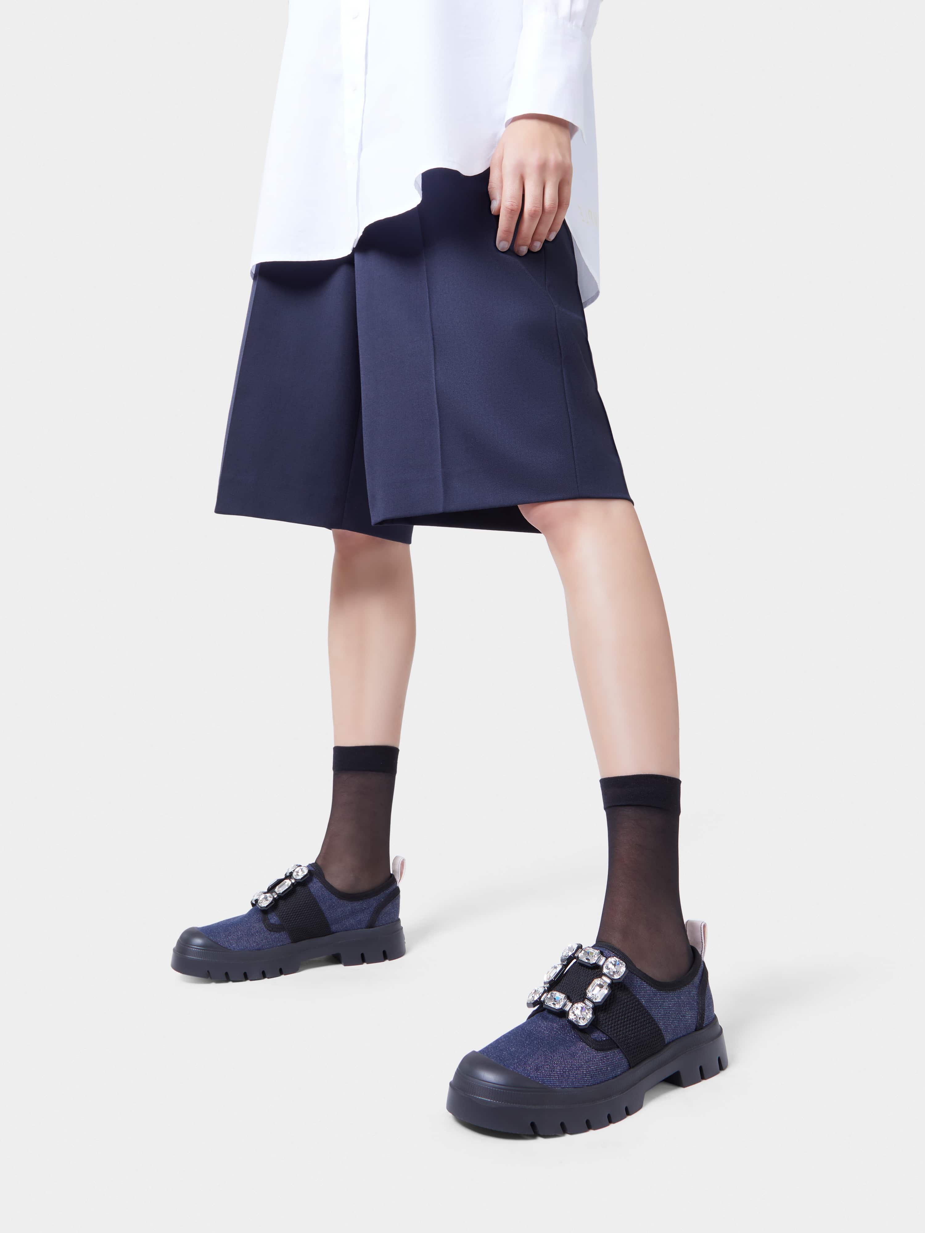 Walky Viv' Strass Buckle Sneakers in Denim - 2