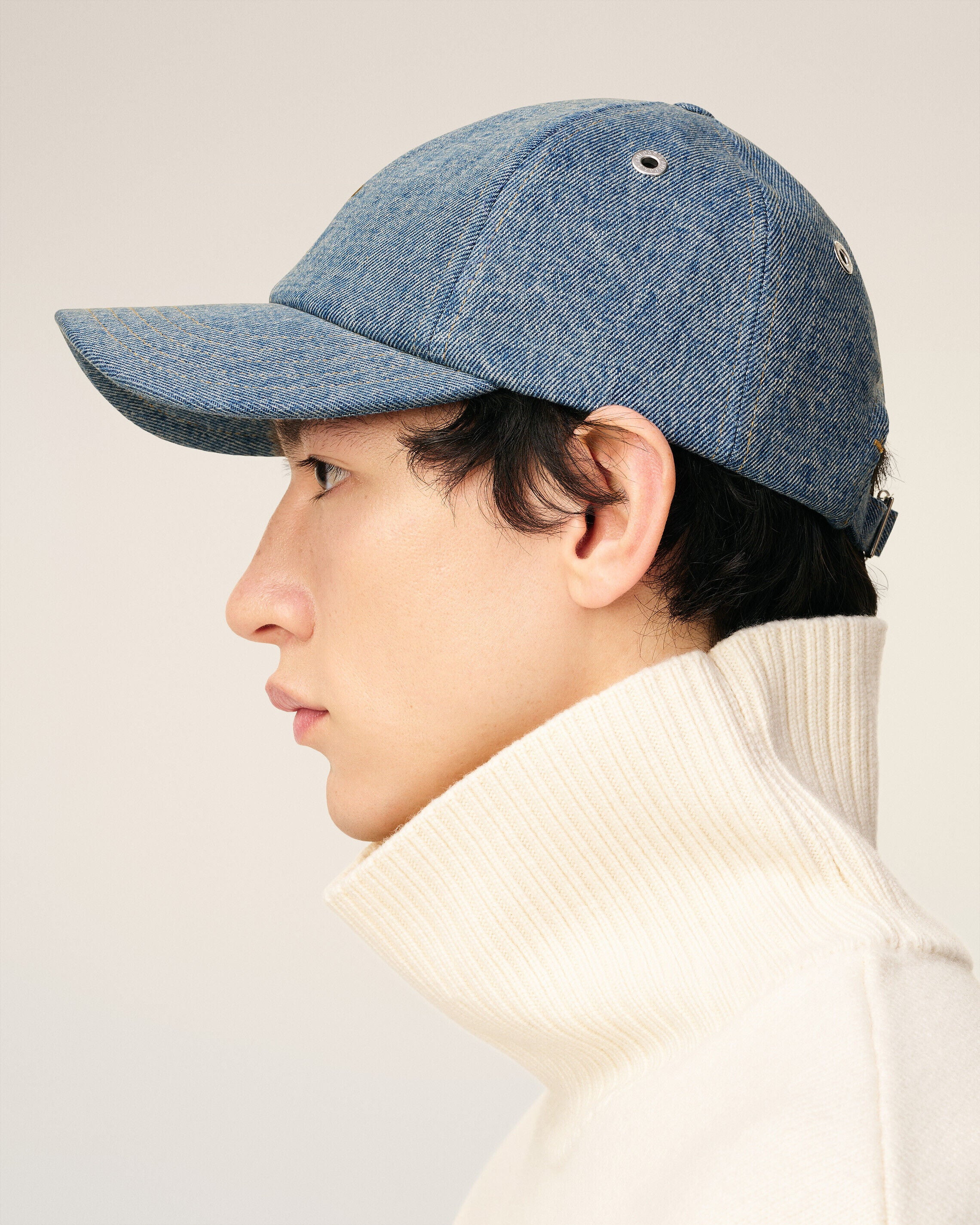 BLUE COTTON AMI DE COEUR EMBROIDERY CAP - 5
