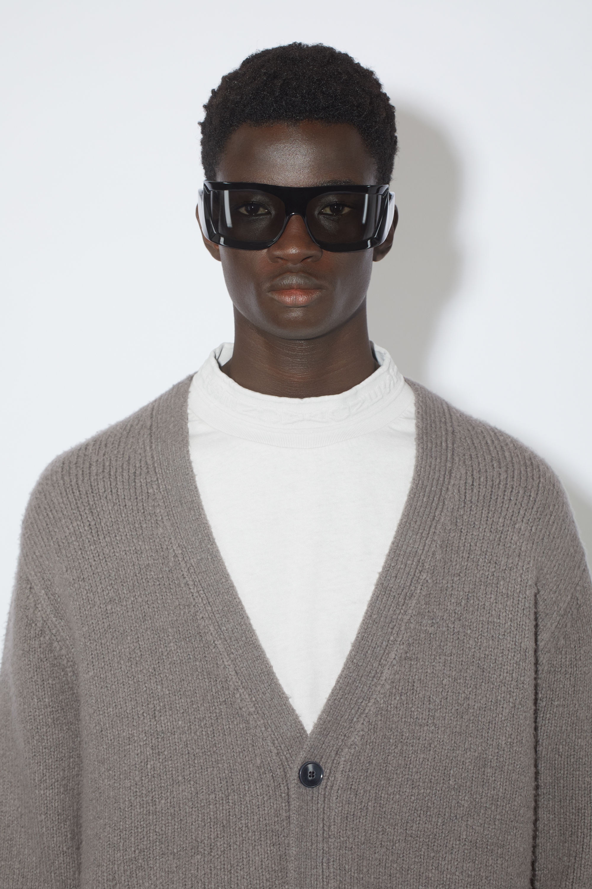 Wool blend cardigan - Dark grey - 4