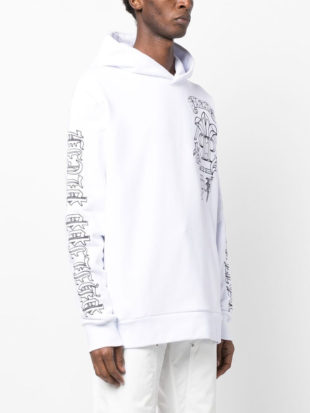 skull-print logo-embroidered hoodie - 4