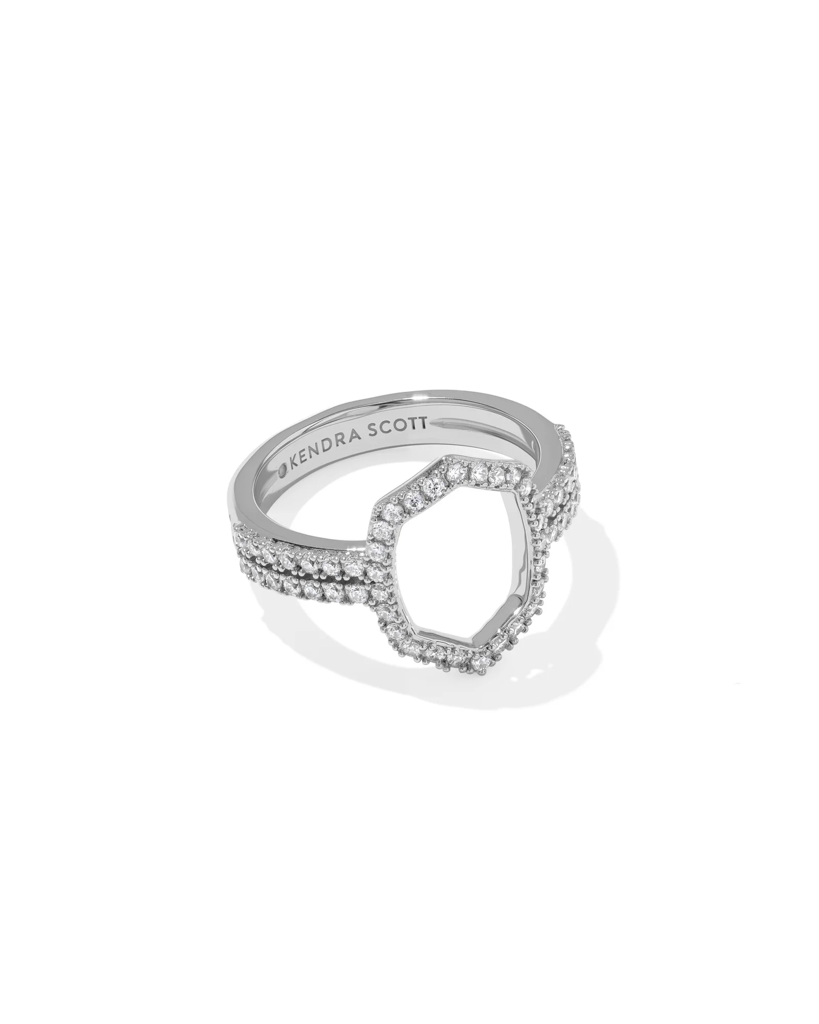 Daphne Pave Silver Cocktail Ring - 1