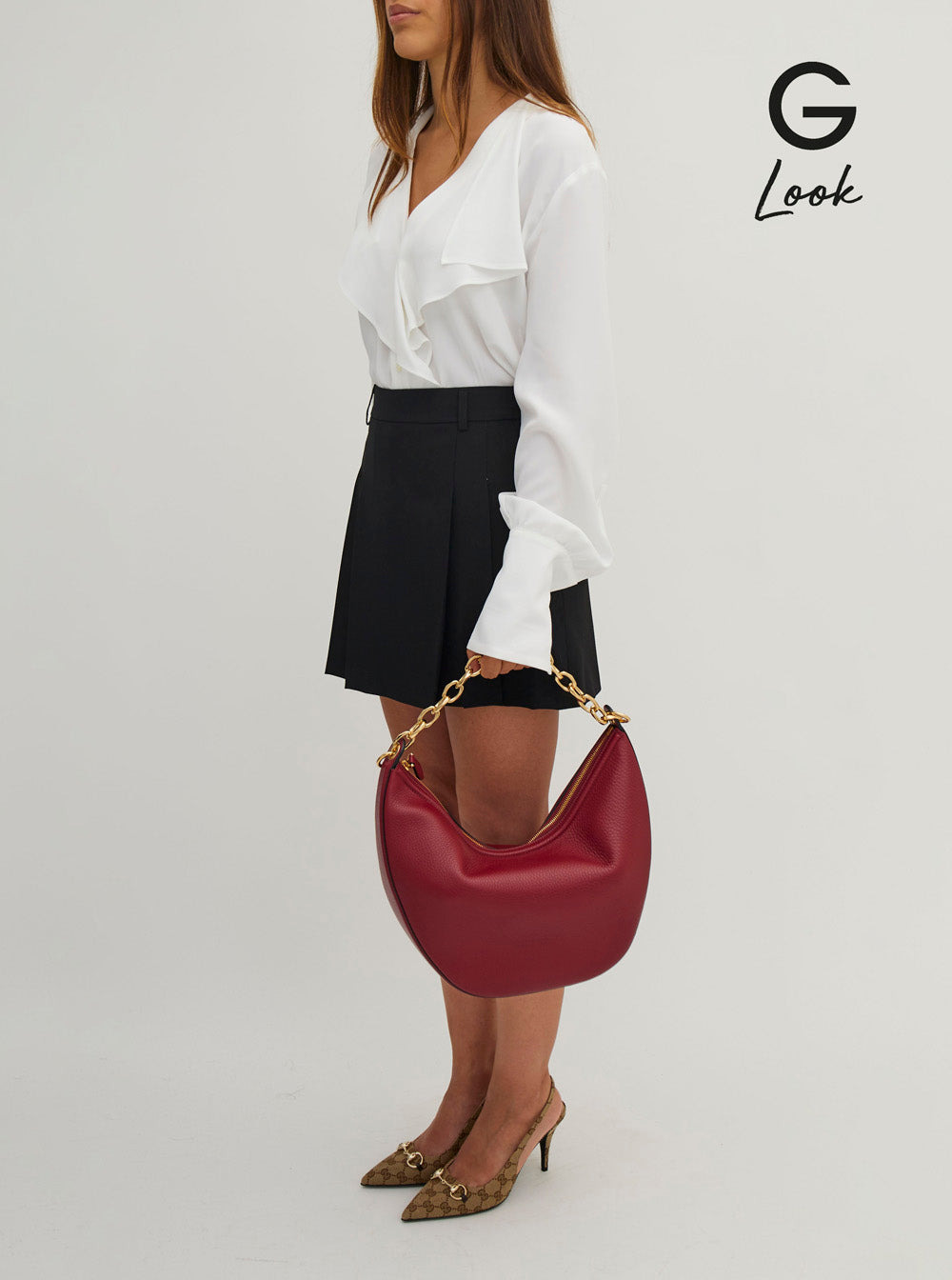 Valentino Garavani Women 'Vlogo Moon' Bordeaux Hobo Shoulder Bag In Grainy Leather Woman - 7