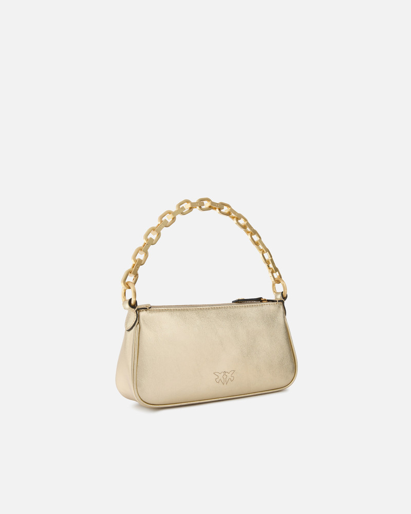 PINKO MINI HALF MOON BAGUETTE HANDBAG IN LAMINATED SUEDE outlook