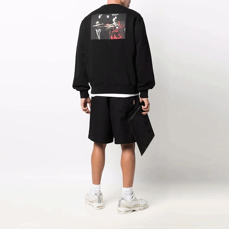 Men's Off-White Caravaggio Painting Round Neck Black OMBA057C99FLE0051001 - 4