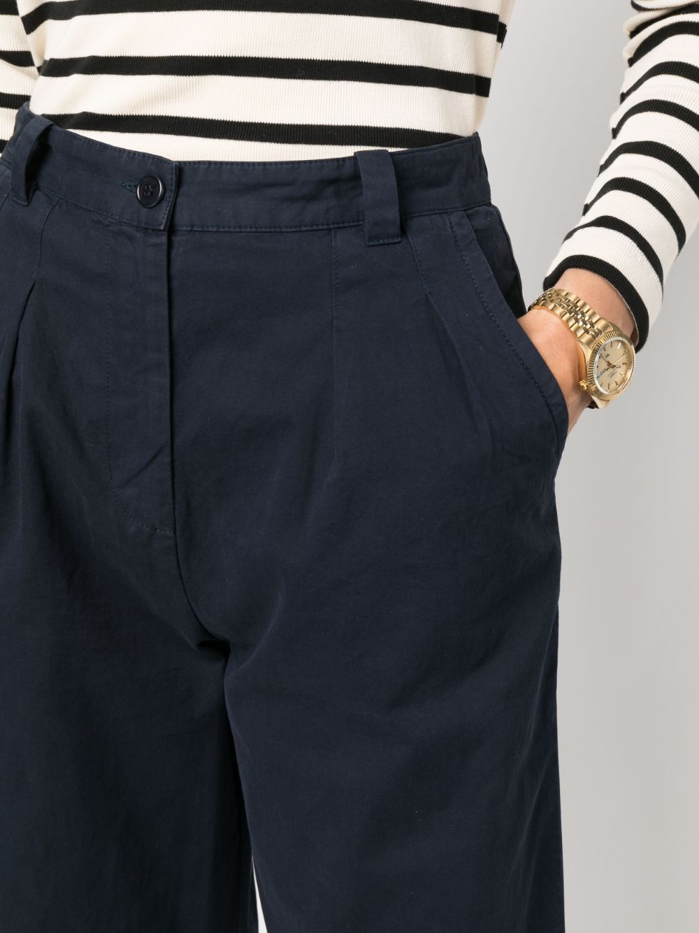 wide-leg cotton trousers - 5