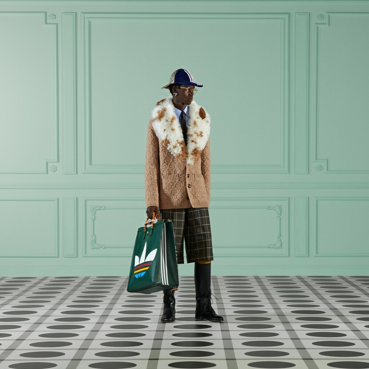 Wool knit coat with shearling collar - 2