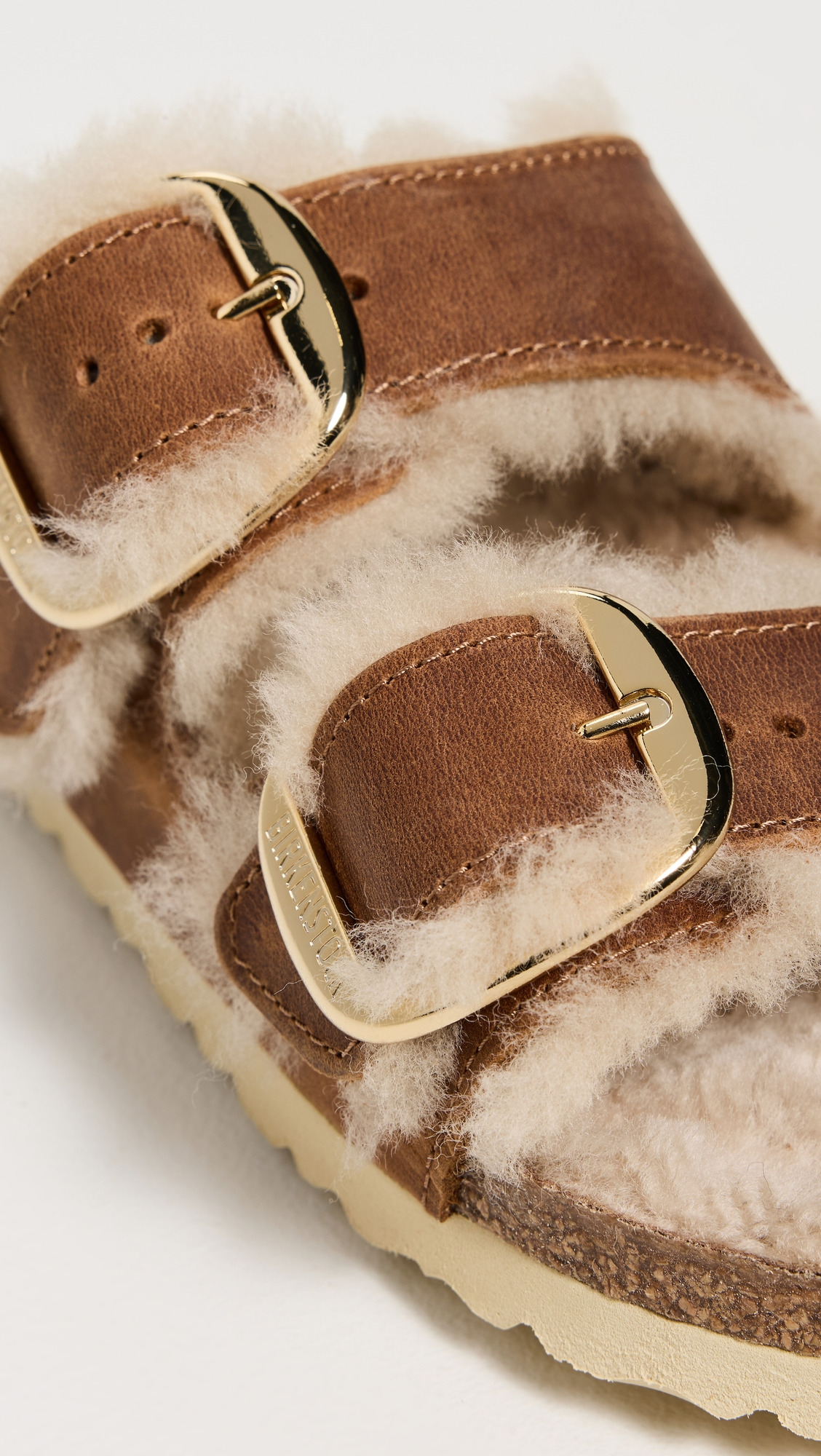 Arizona Big Buckle Shearling Sandals - 5