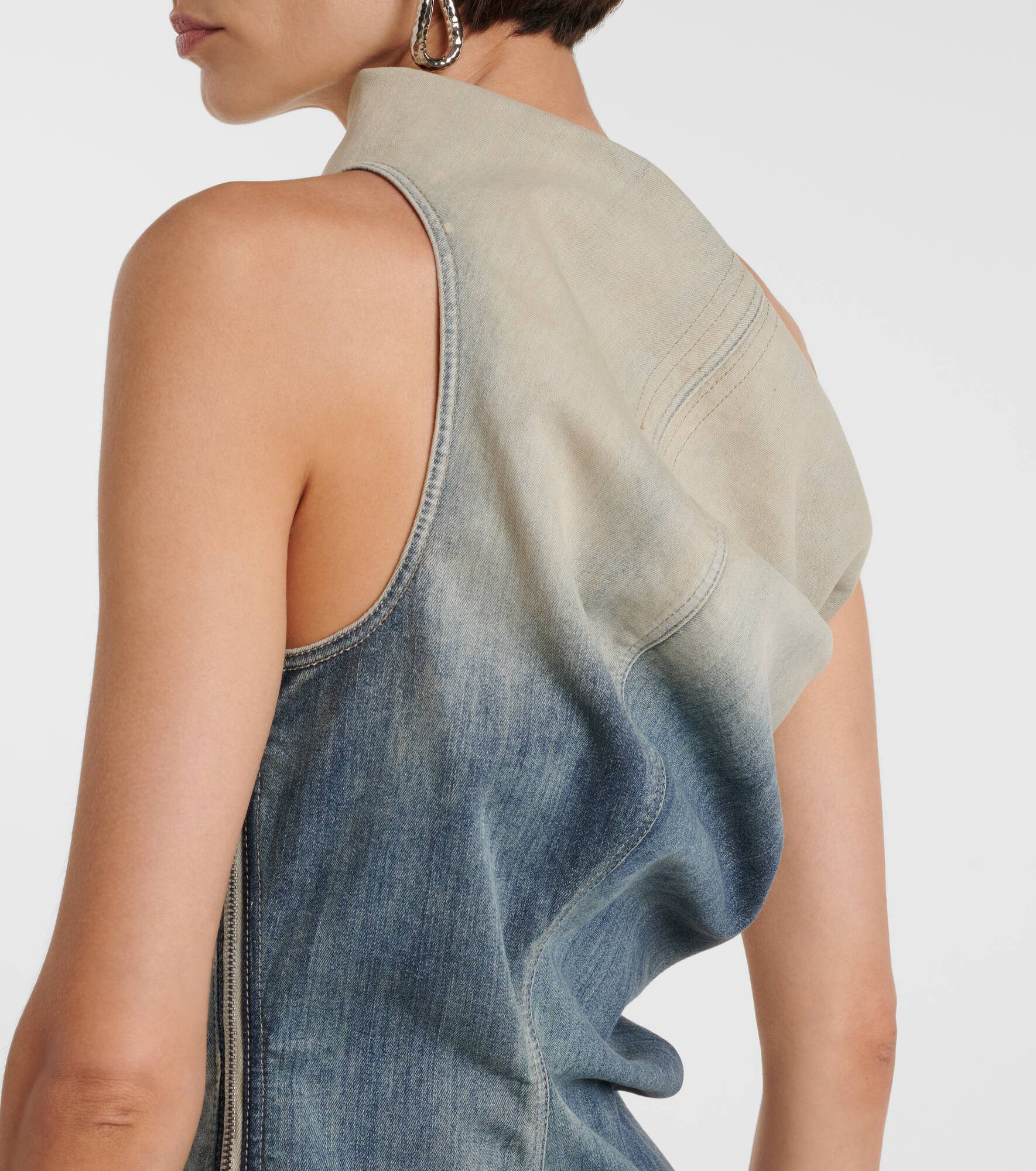 Athena one-shoulder denim midi dress - 6