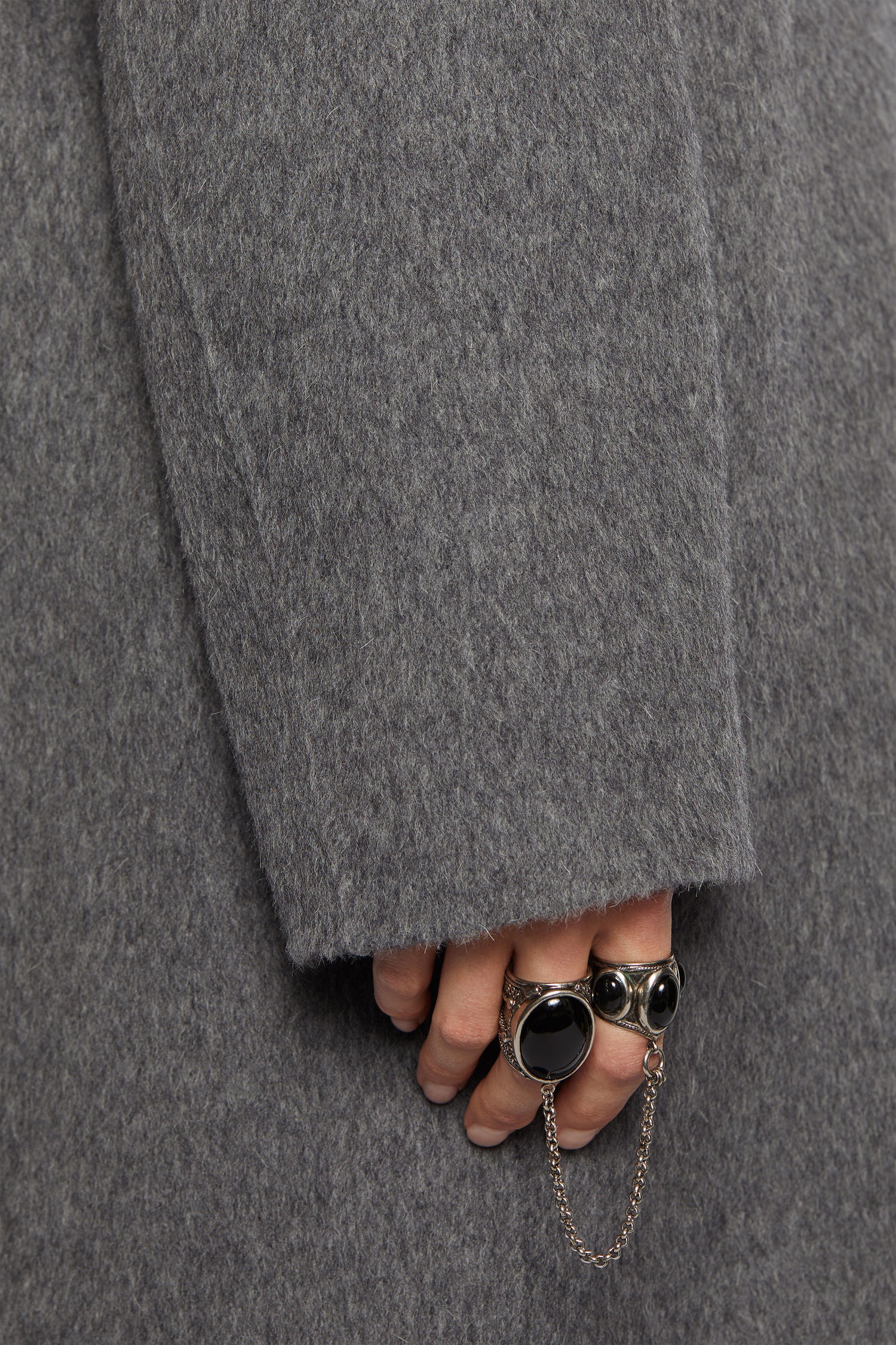 Single-breasted brushed wool coat grey melange - 8