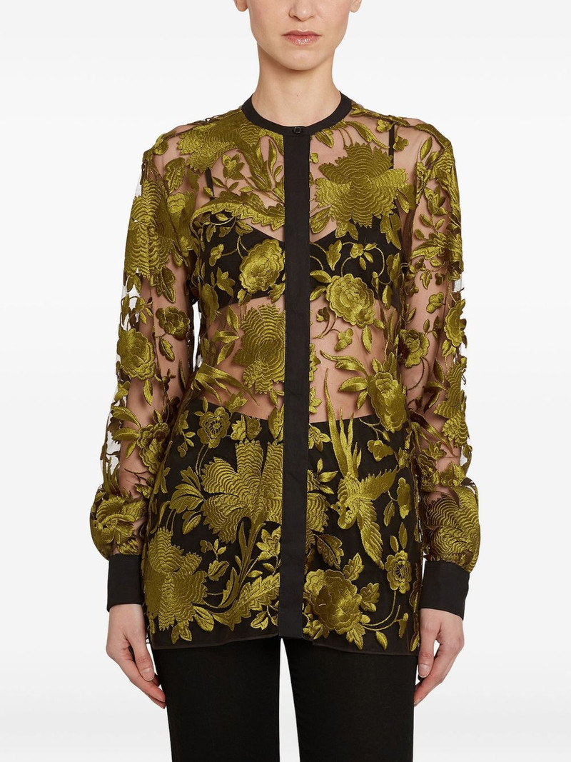 GIAMBATTISTA VALLI floral-embroidered tulle blouse outlook