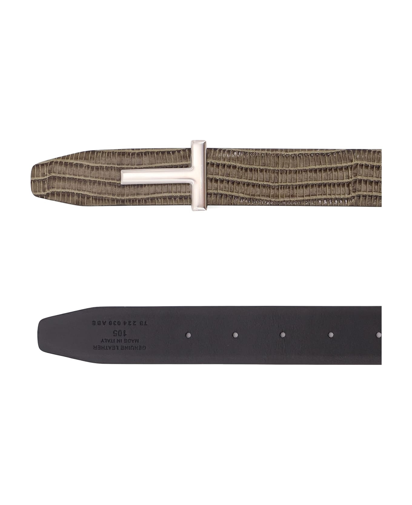 Leather Belt With Croco Effect - 2
