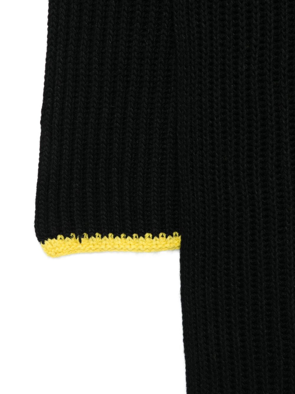 ribbed-knit yellow-trim scarf - 3