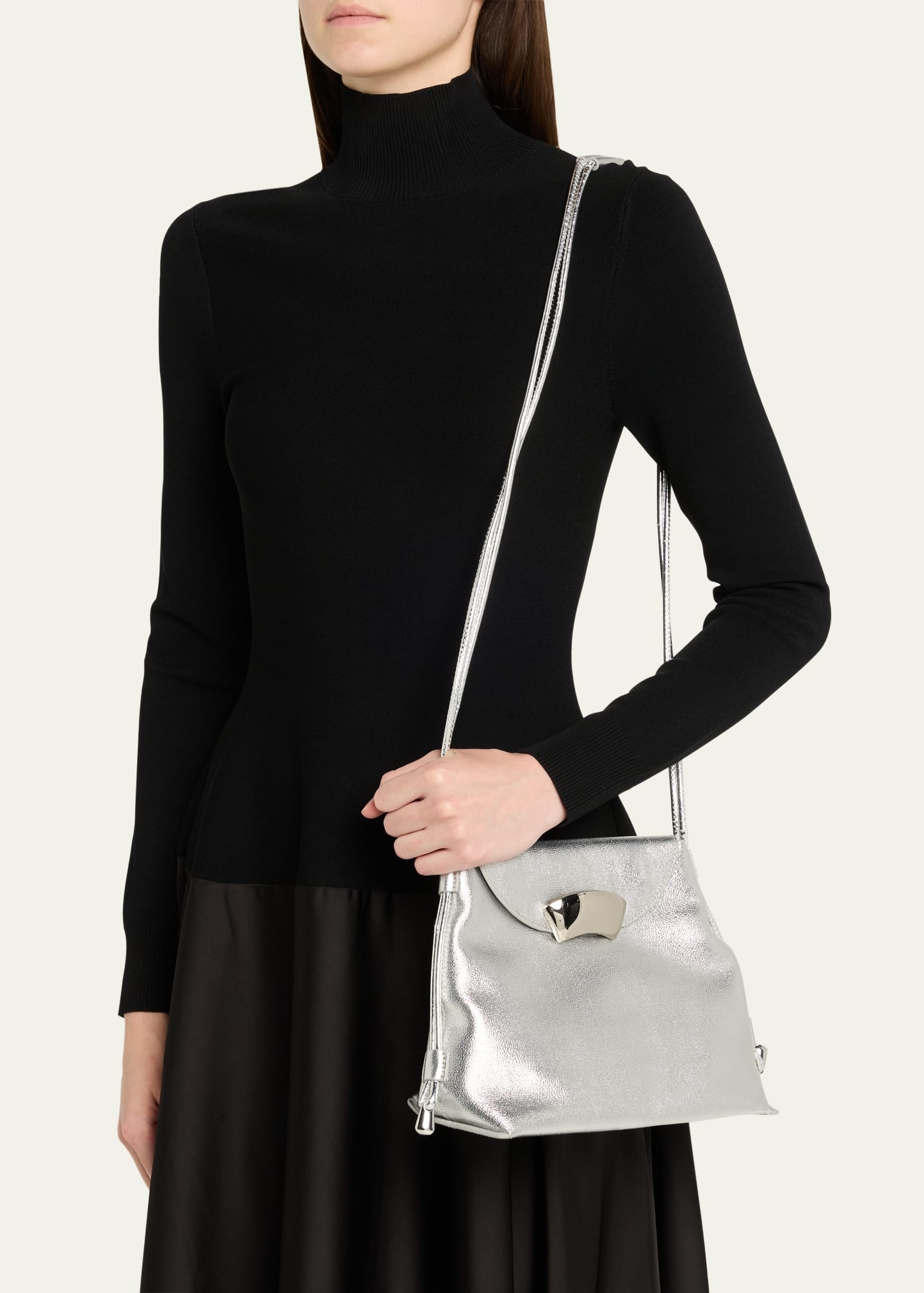 ID Petite Soft Metallic Leather Shoulder Bag - 2