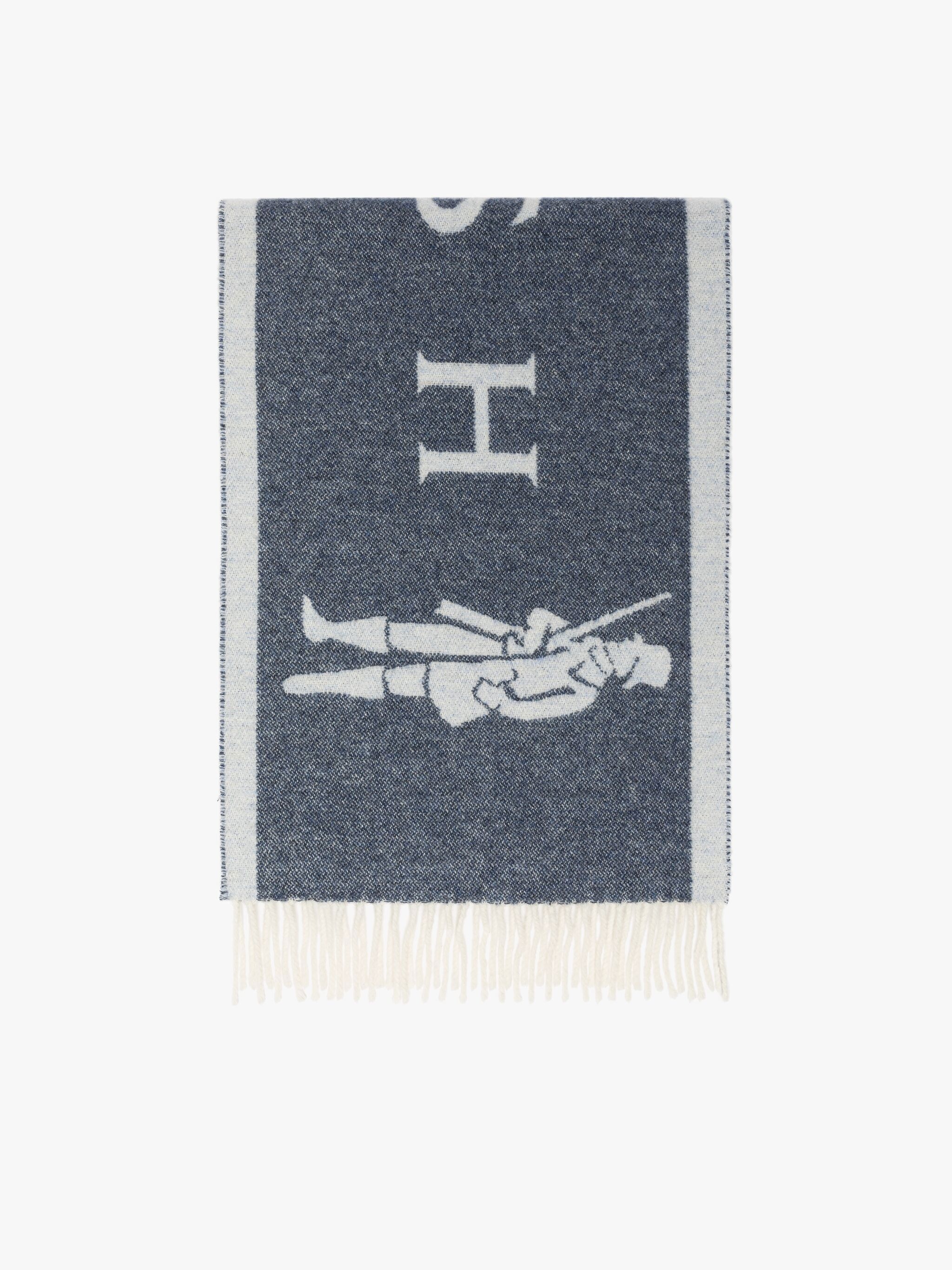 EDINBURGH BLUE WOOL LOGO SCARF - 1