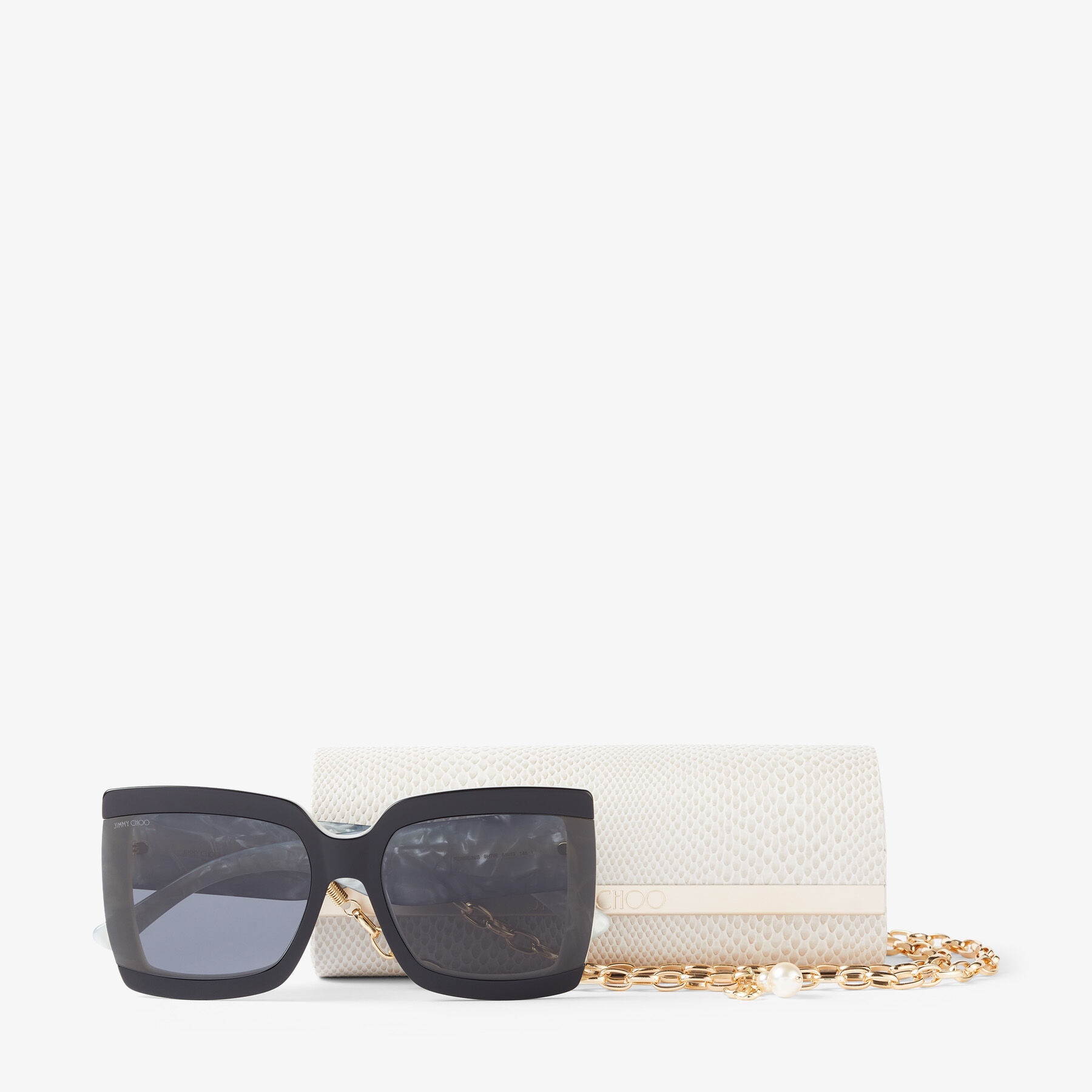 Renee/N
Grey Mother of Pearl Square-Frame Sunglasses with Detachable Chain - 4
