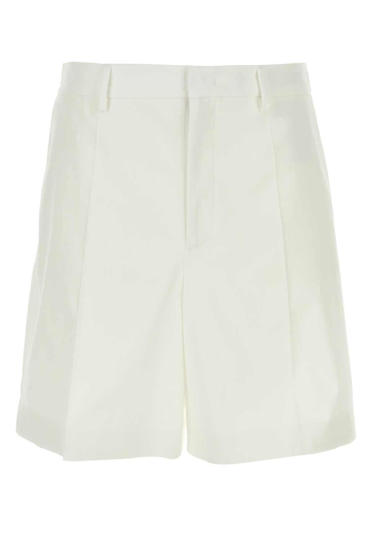 Valentino Garavani Men White Cotton Bermuda Shorts - 1
