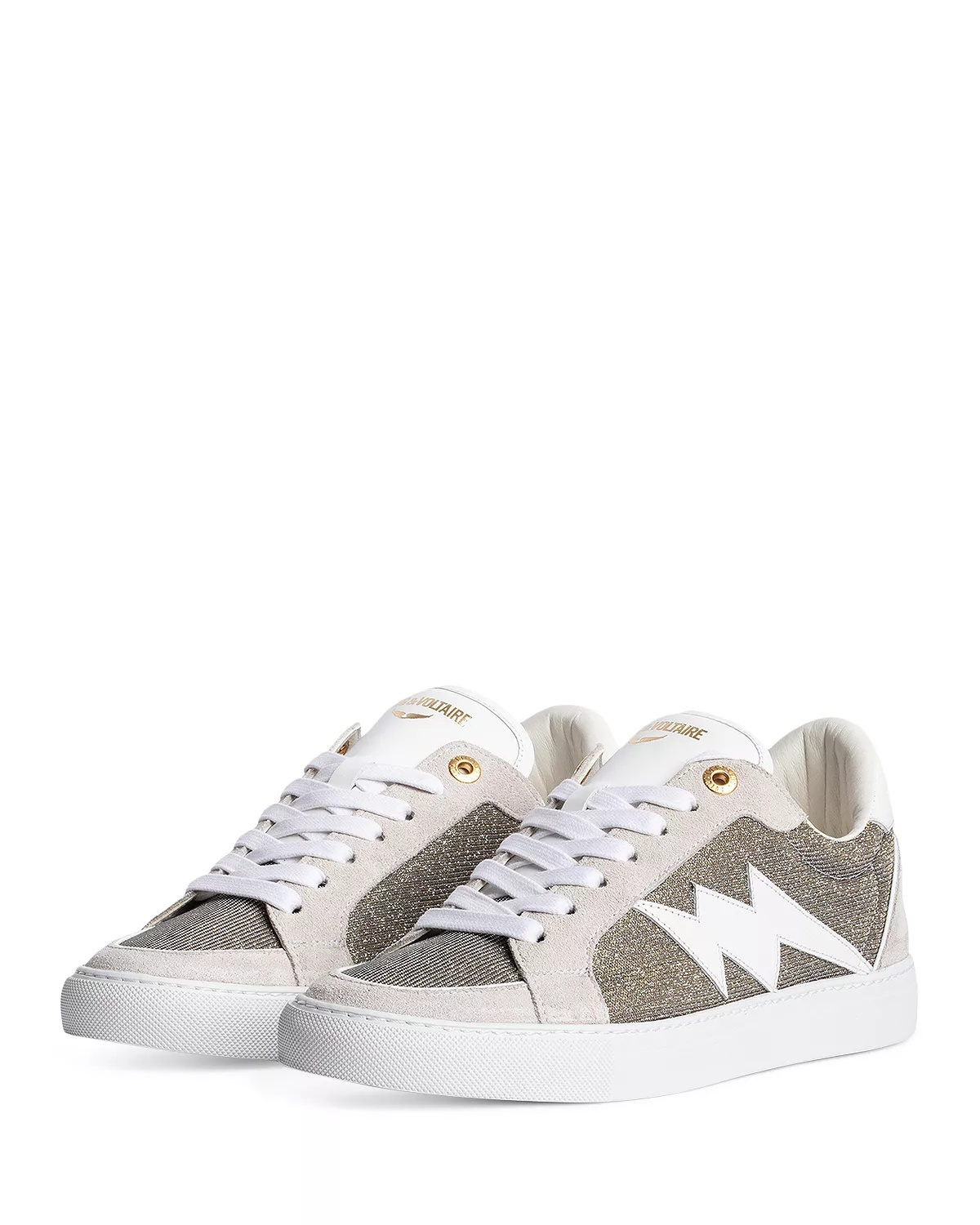 Women's Sparkle Lace Up Low Top Sneakers - 1