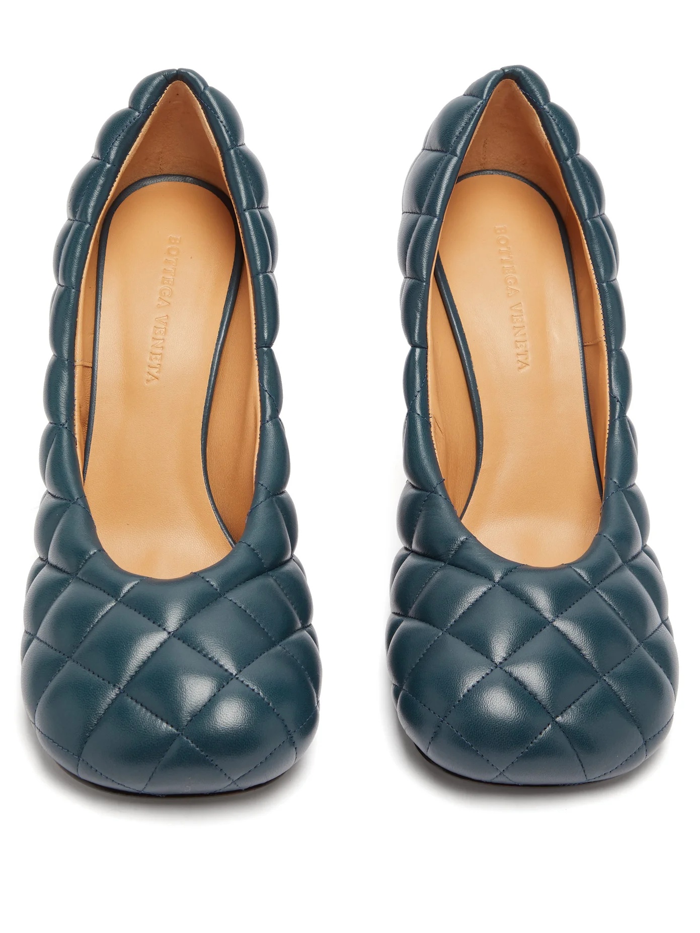 Square-toe quilted-leather pumps - 5