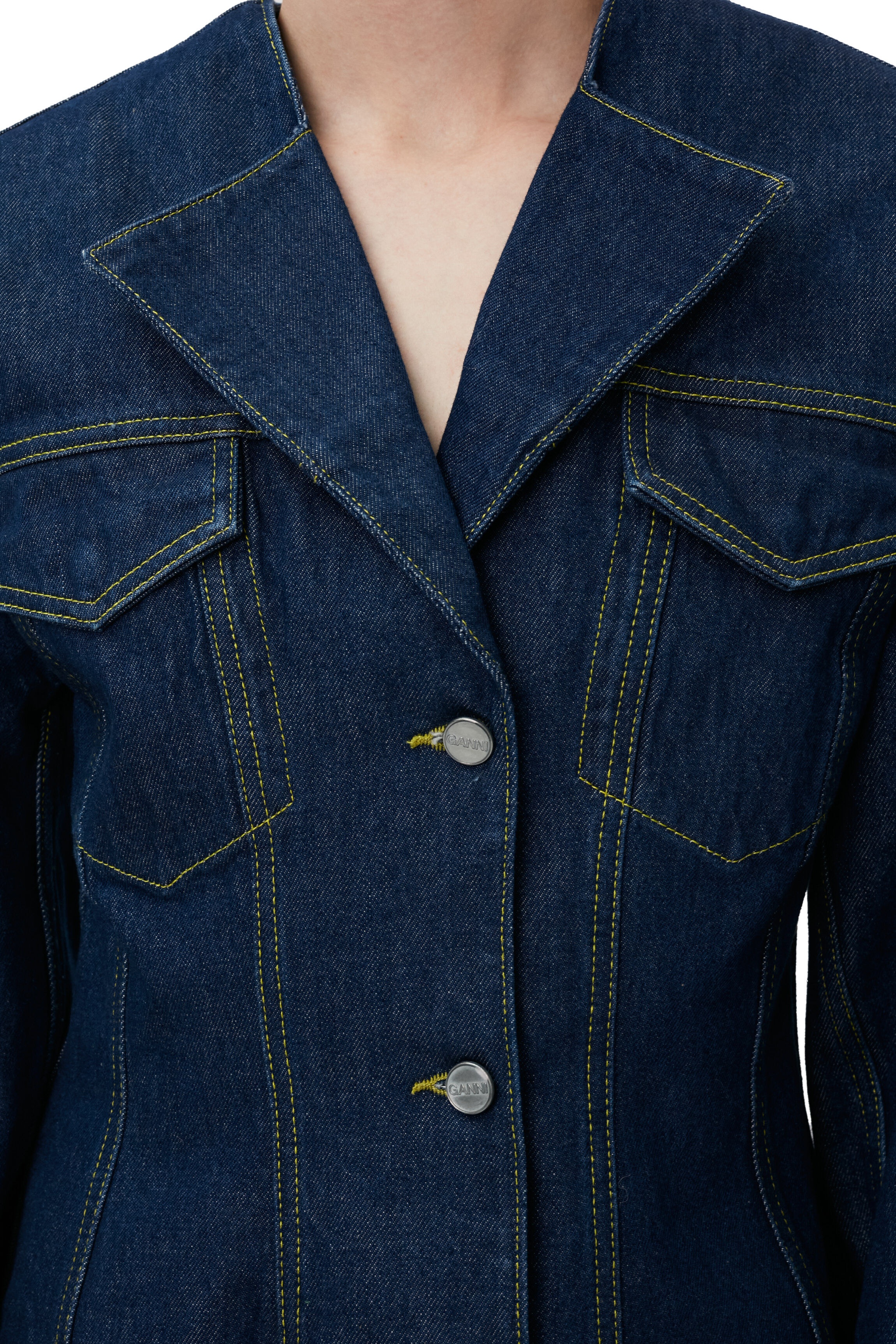 RINSE DENIM FITTED BLAZER - 6