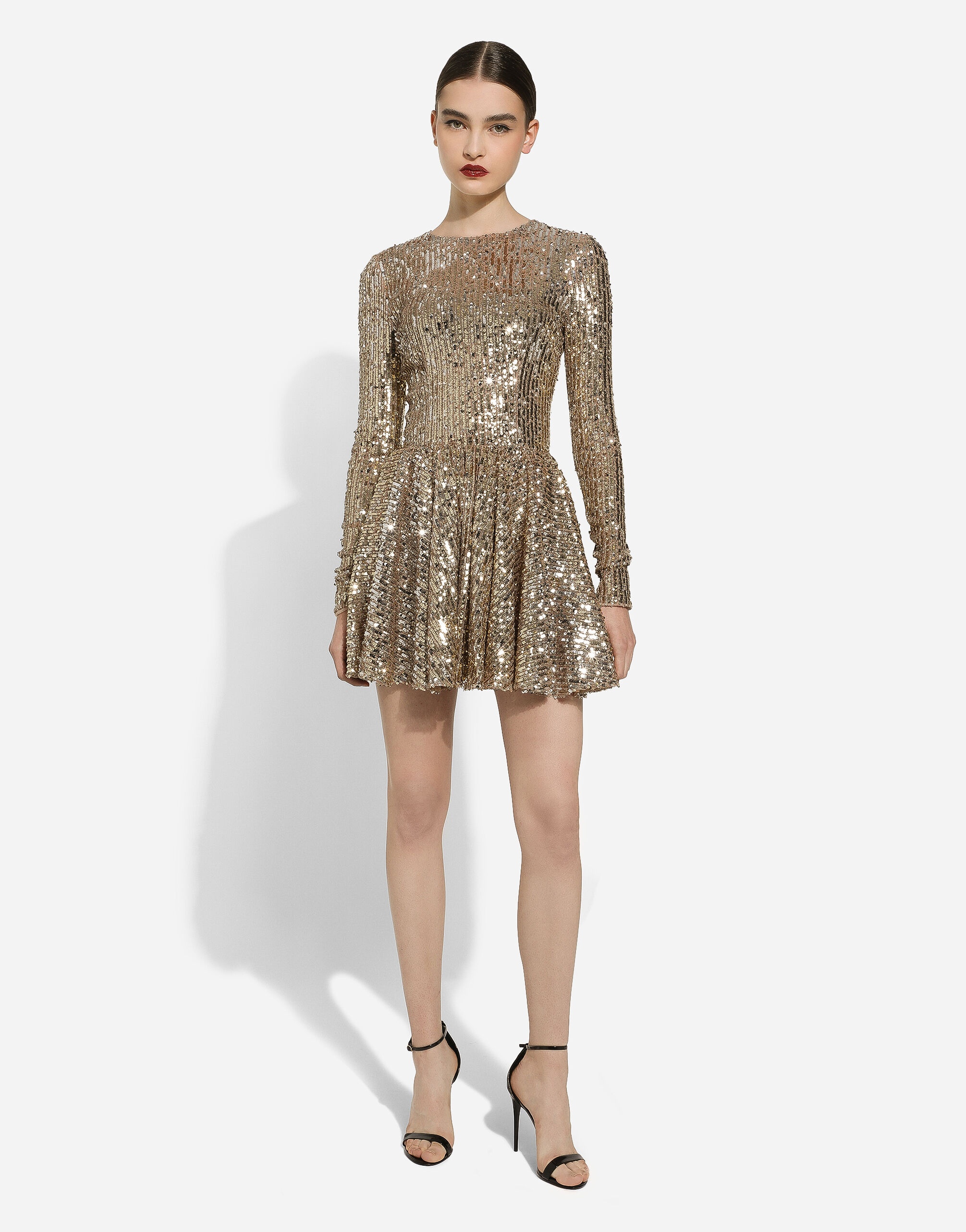 Short sequined dress with circle skirt - 2