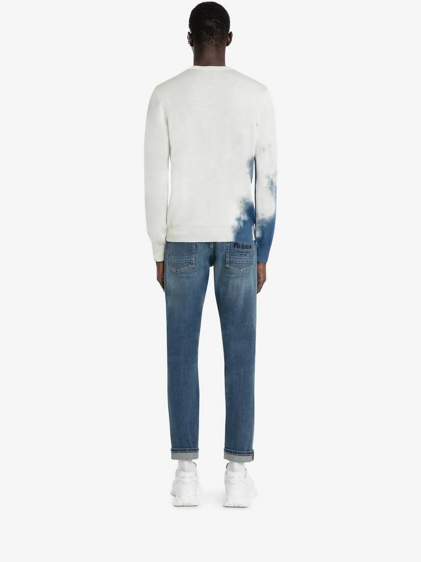 Light Sky Wool Silk Jumper in Ivory/blue - 4